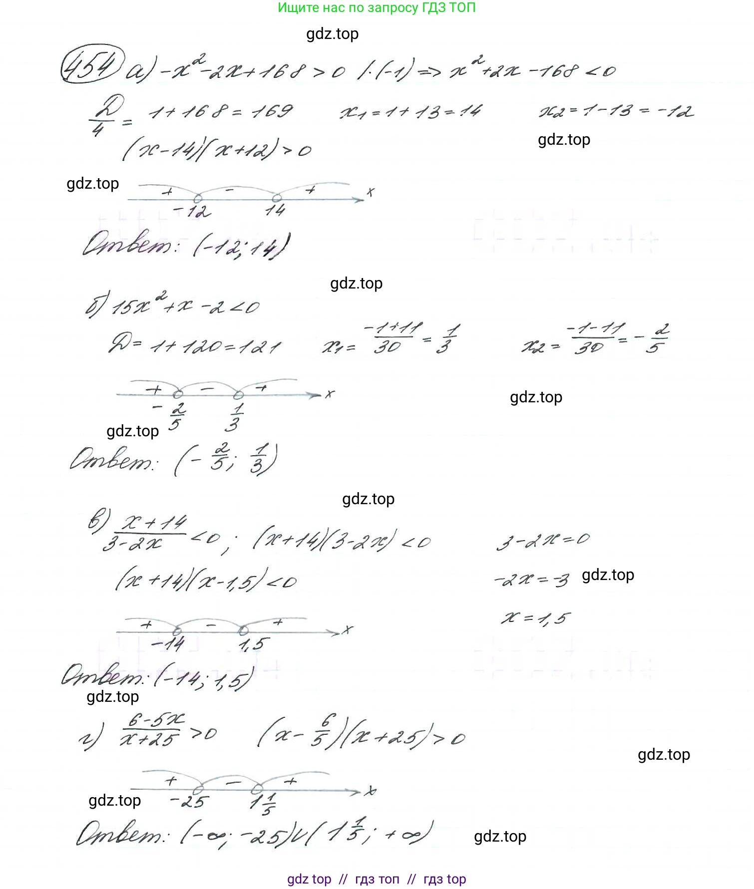 Алгебра, 9 класс Учебник, авторы: Макарычев Юрий Николаевич, Миндюк Нора Григорьевна, Нешков Константин Иванович, Суворова Светлана Борисовна, издательство Просвещение, Москва, 2014 - 2024, страница 122, номер 454, Решение 7