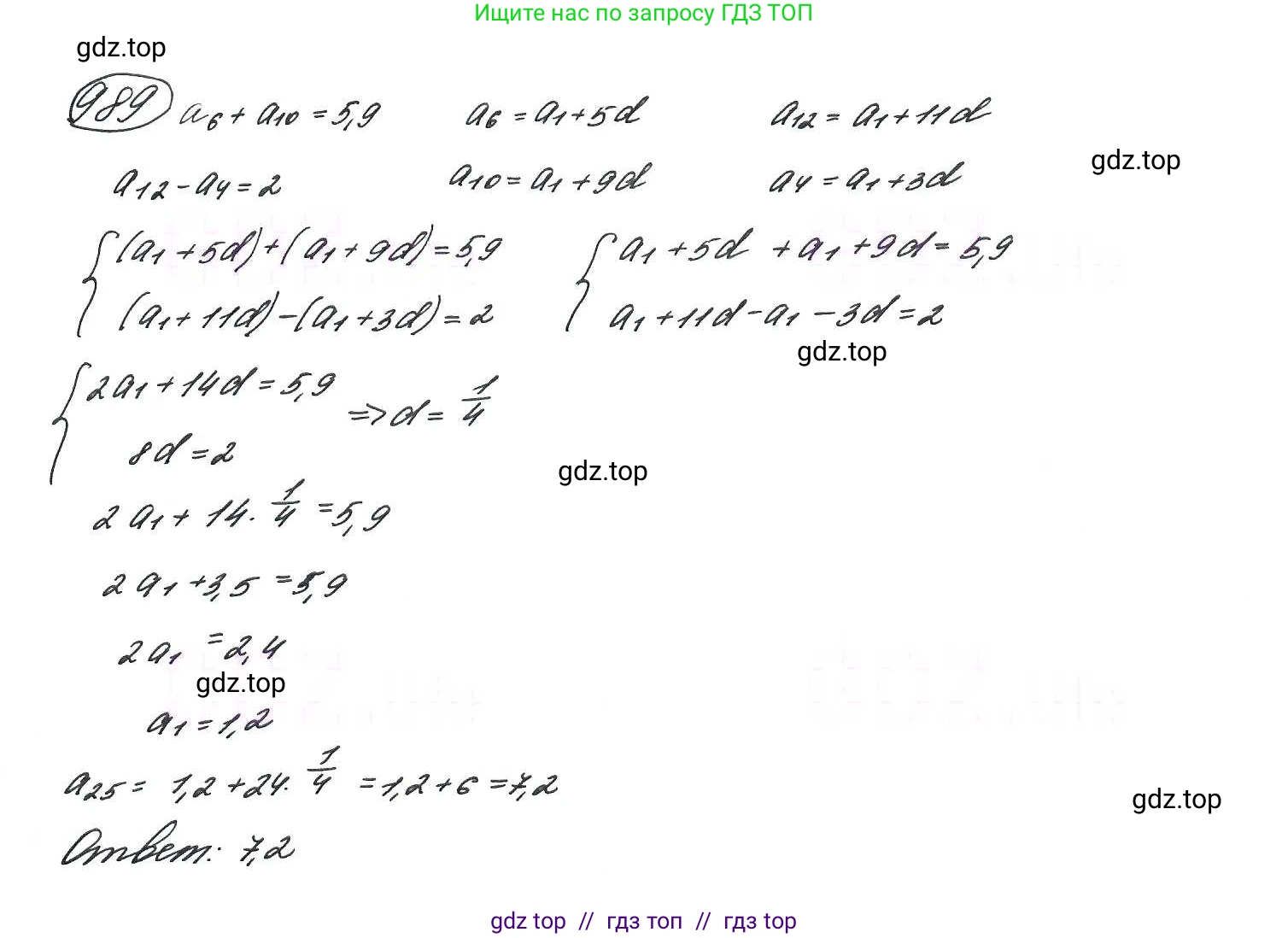Алгебра, 9 класс Учебник, авторы: Макарычев Юрий Николаевич, Миндюк Нора Григорьевна, Нешков Константин Иванович, Суворова Светлана Борисовна, издательство Просвещение, Москва, 2014 - 2024, страница 235, номер 989, Решение 7