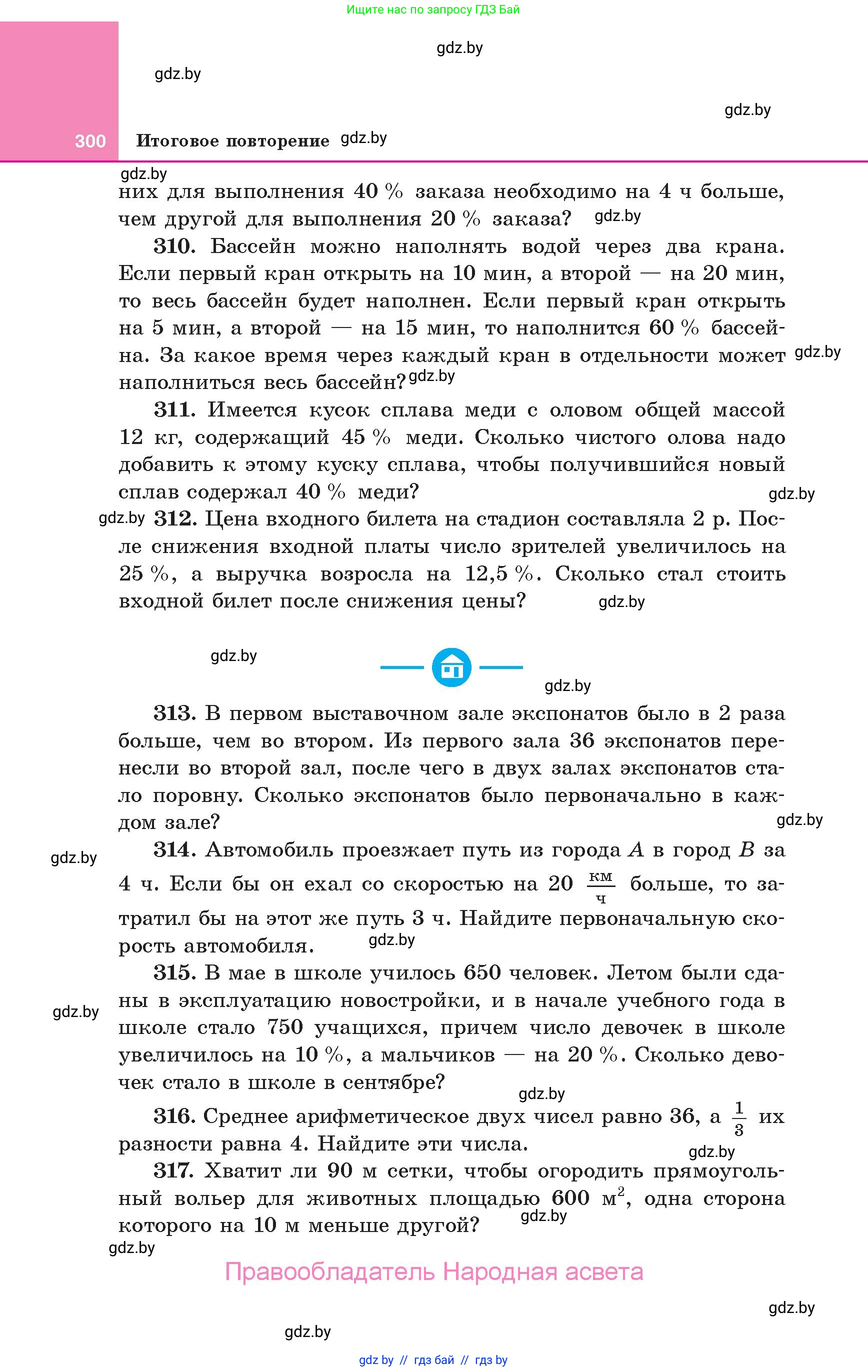 Алгебра, 10 класс Учебник, авторы: Арефьева Ирина Глебовна, Пирютко Ольга Николаевна, издательство Народная асвета, Минск, 2019, голубого цвета, страница 300