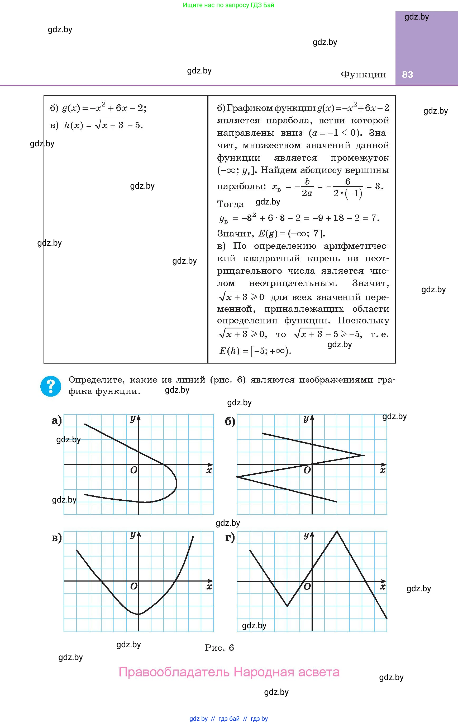Алгебра, 10 класс Учебник, авторы: Арефьева Ирина Глебовна, Пирютко Ольга Николаевна, издательство Народная асвета, Минск, 2019, голубого цвета, страница 83