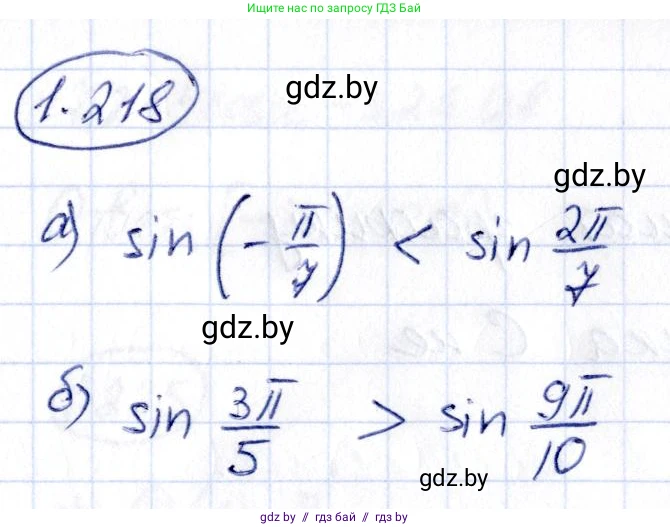 Алгебра, 10 класс Учебник, авторы: Арефьева Ирина Глебовна, Пирютко Ольга Николаевна, издательство Народная асвета, Минск, 2019, голубого цвета, страница 72, номер 1.218, Решение