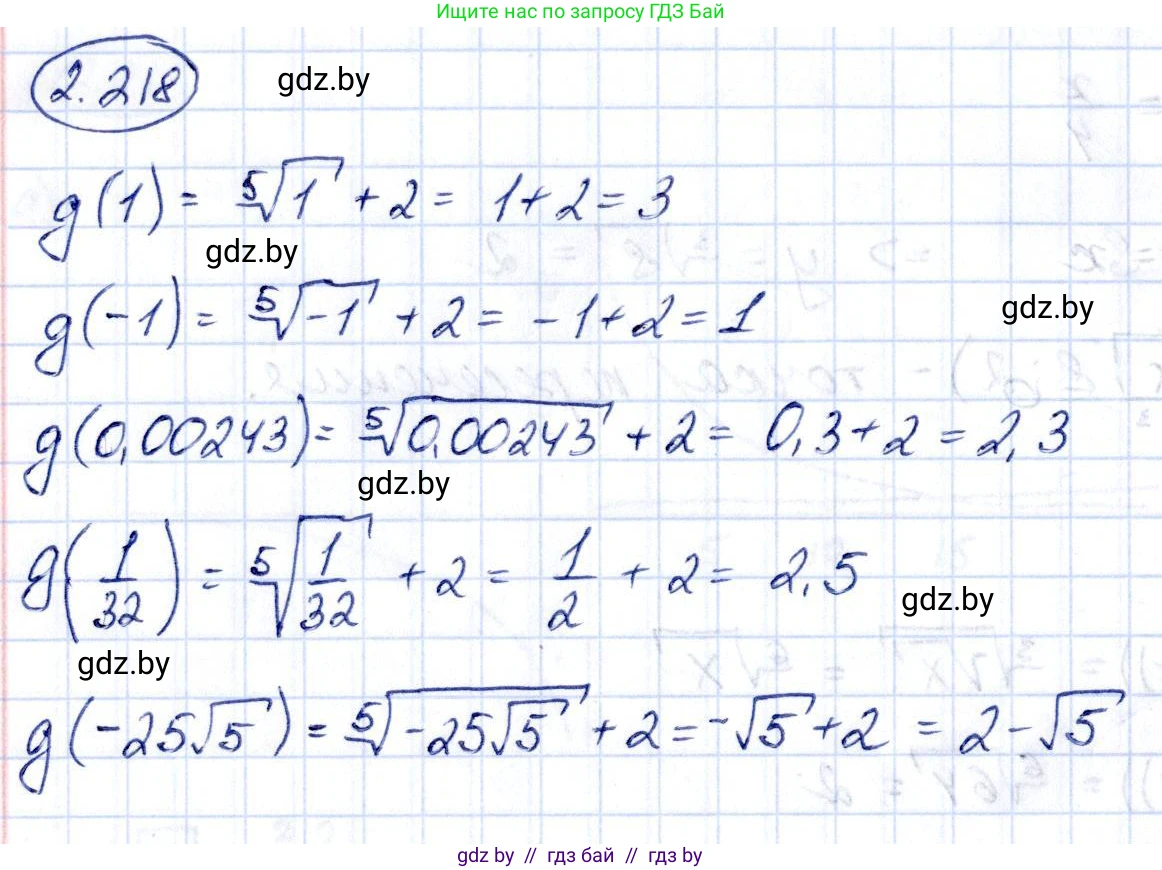 Алгебра, 10 класс Учебник, авторы: Арефьева Ирина Глебовна, Пирютко Ольга Николаевна, издательство Народная асвета, Минск, 2019, голубого цвета, страница 201, номер 2.218, Решение