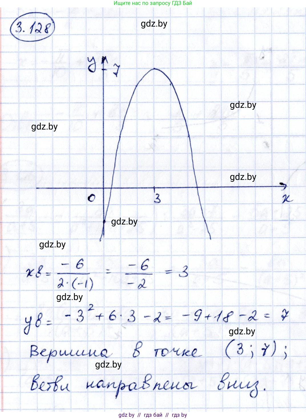 Алгебра, 10 класс Учебник, авторы: Арефьева Ирина Глебовна, Пирютко Ольга Николаевна, издательство Народная асвета, Минск, 2019, голубого цвета, страница 256, номер 3.128, Решение