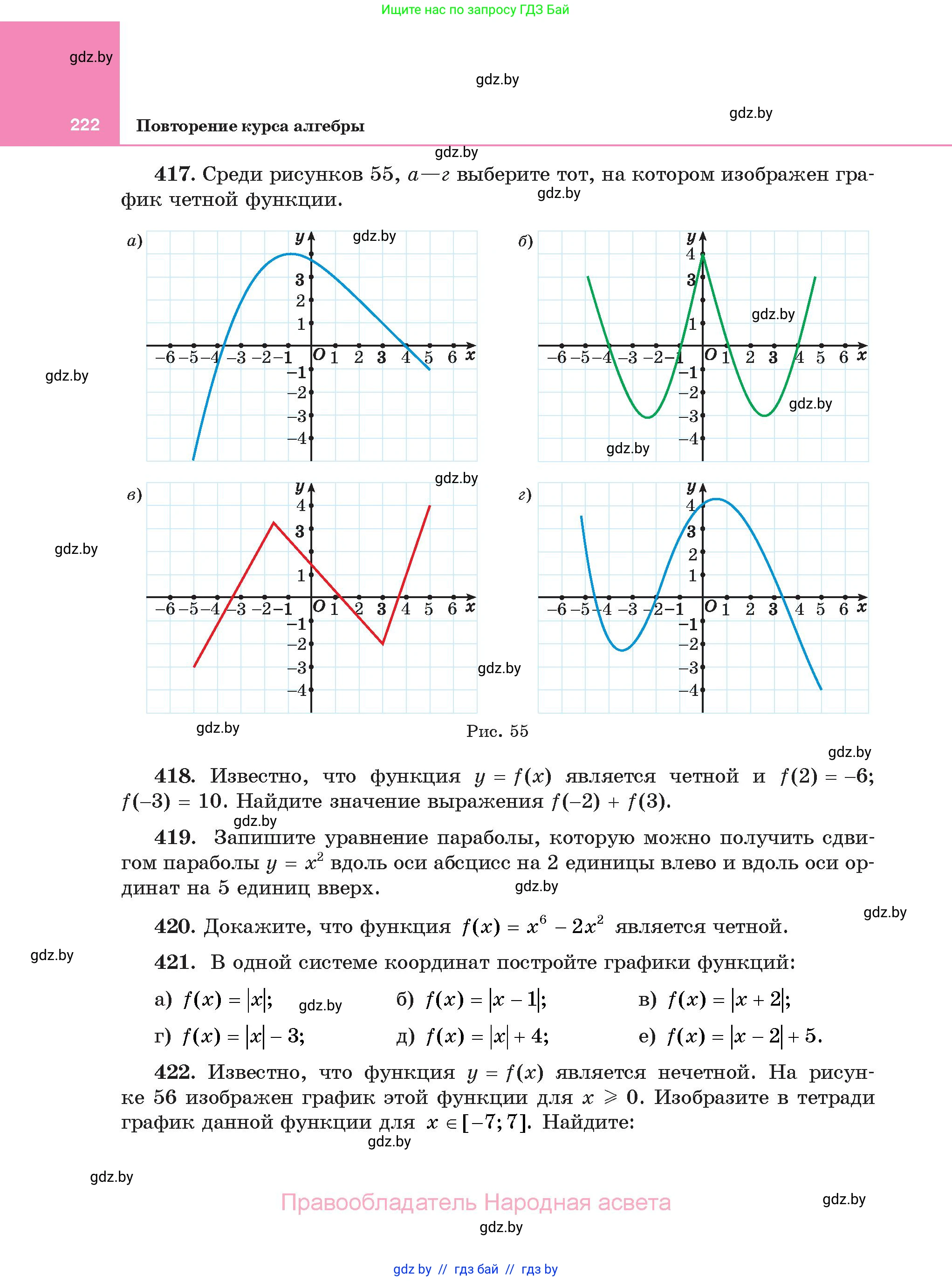 Алгебра, 11 класс Учебник, авторы: Арефьева Ирина Глебовна, Пирютко Ольга Николаевна, издательство Народная асвета, Минск, 2020, бирюзового цвета, страница 222