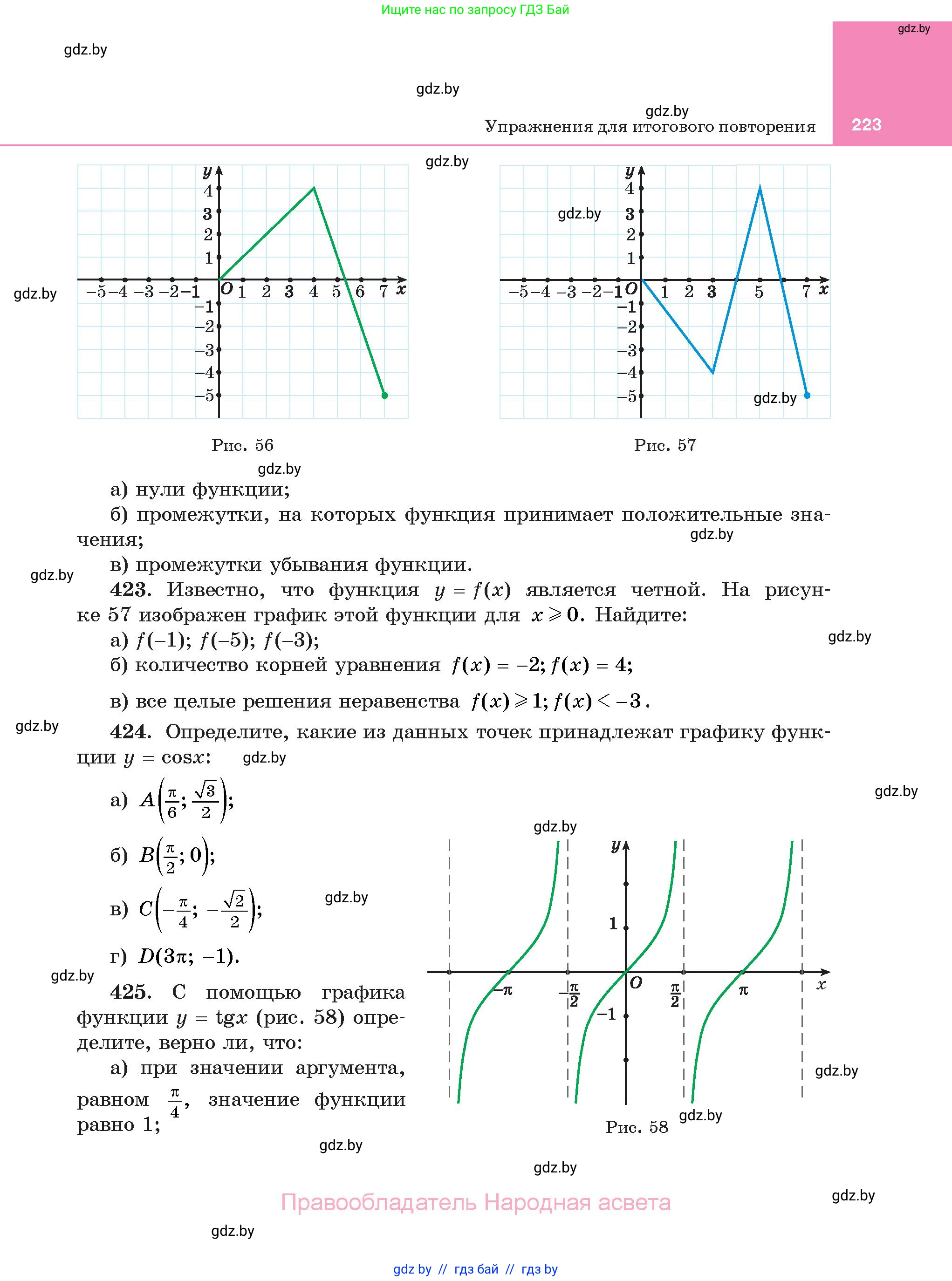 Алгебра, 11 класс Учебник, авторы: Арефьева Ирина Глебовна, Пирютко Ольга Николаевна, издательство Народная асвета, Минск, 2020, бирюзового цвета, страница 223