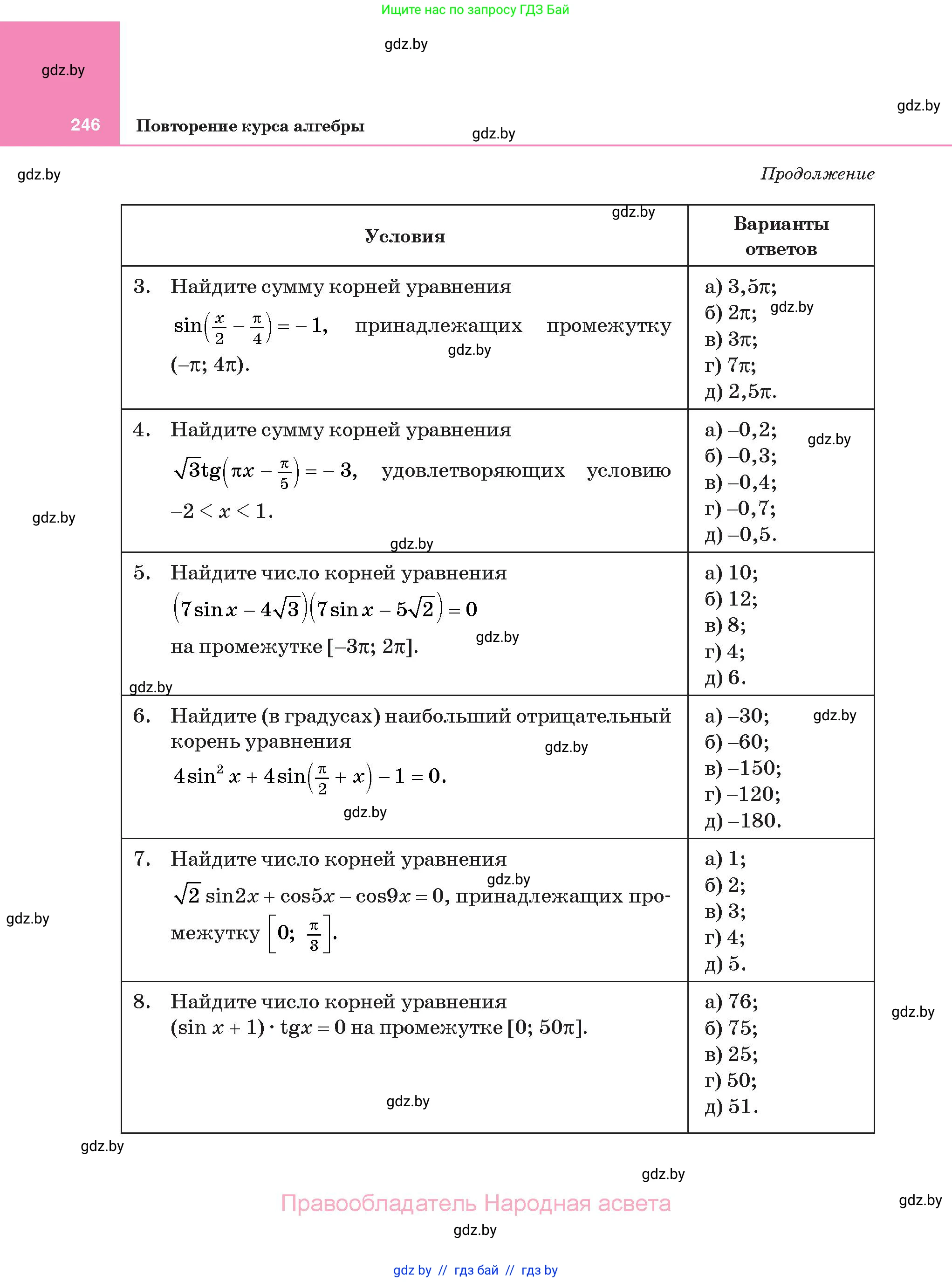Алгебра, 11 класс Учебник, авторы: Арефьева Ирина Глебовна, Пирютко Ольга Николаевна, издательство Народная асвета, Минск, 2020, бирюзового цвета, страница 246