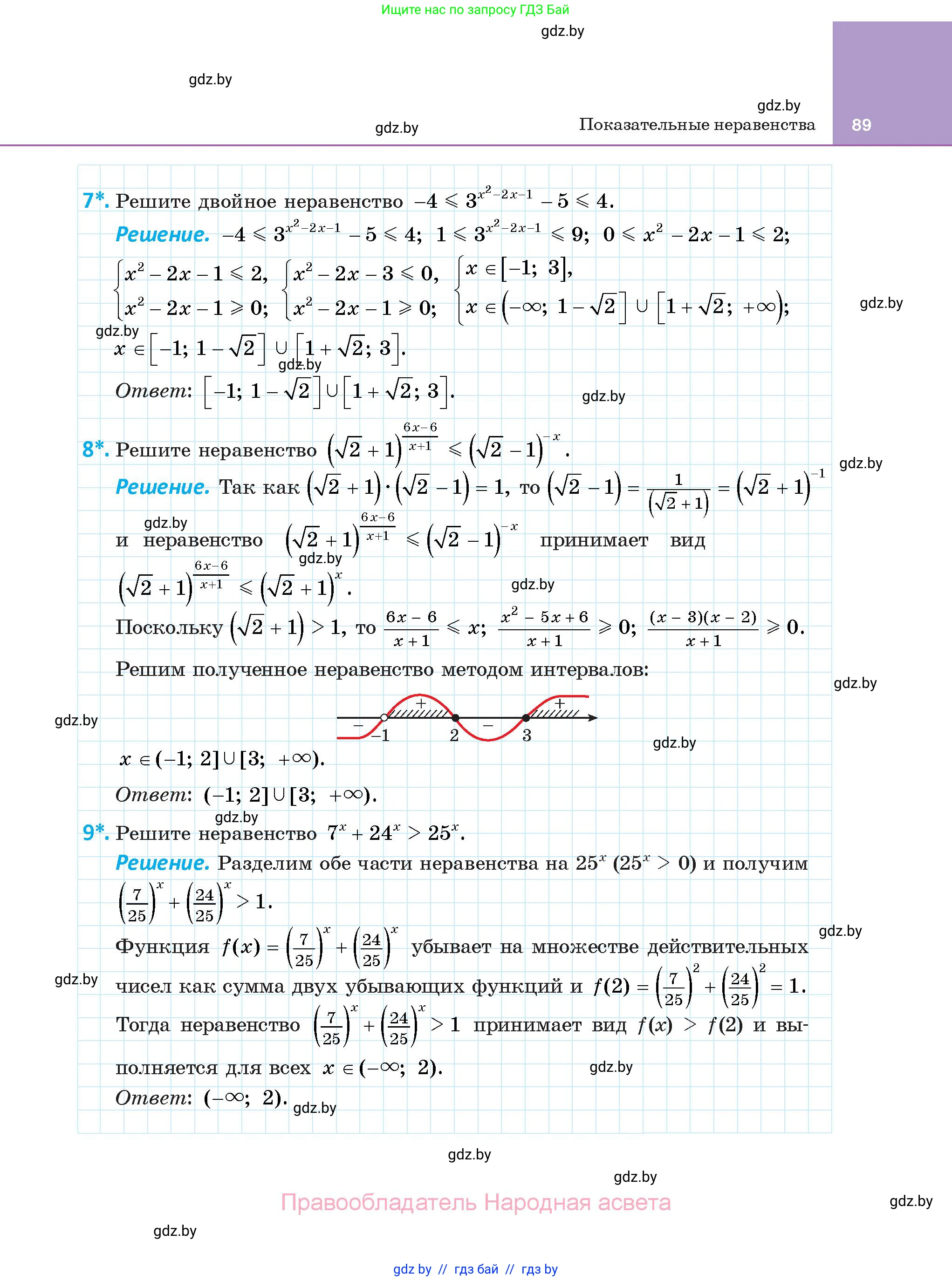 Алгебра, 11 класс Учебник, авторы: Арефьева Ирина Глебовна, Пирютко Ольга Николаевна, издательство Народная асвета, Минск, 2020, бирюзового цвета, страница 89