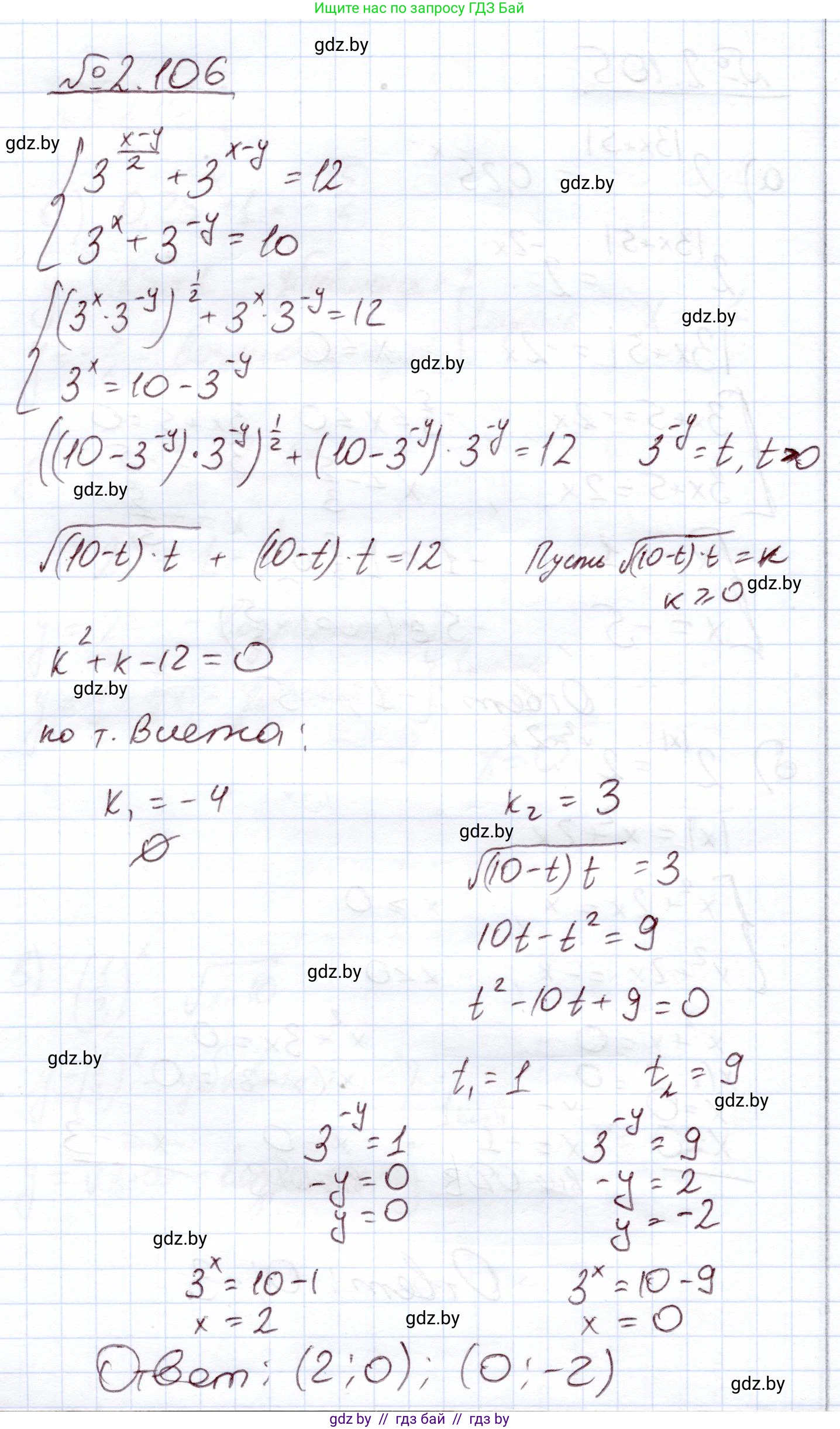 Алгебра, 11 класс Учебник, авторы: Арефьева Ирина Глебовна, Пирютко Ольга Николаевна, издательство Народная асвета, Минск, 2020, бирюзового цвета, страница 74, номер 2.106, Решение