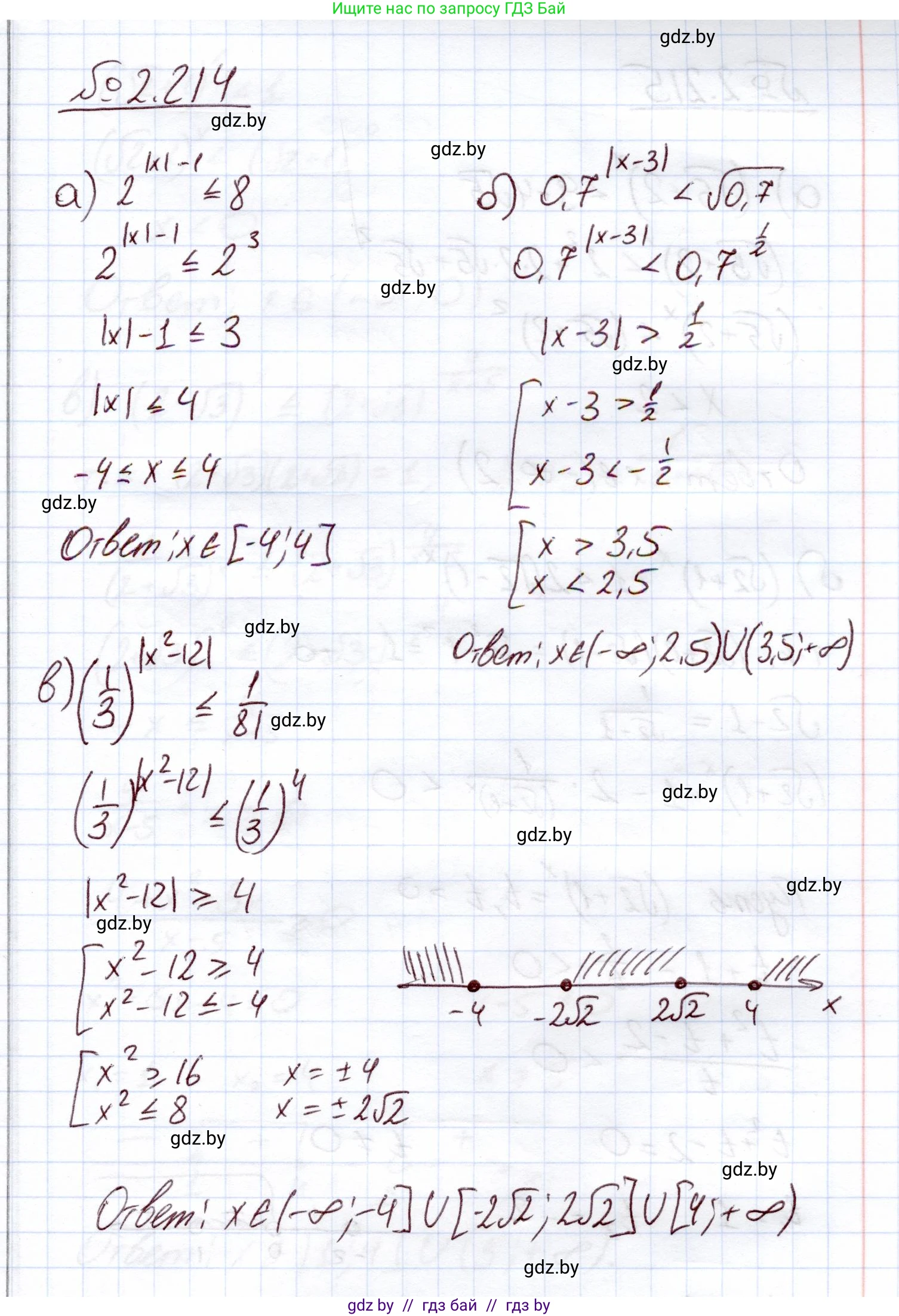 Алгебра, 11 класс Учебник, авторы: Арефьева Ирина Глебовна, Пирютко Ольга Николаевна, издательство Народная асвета, Минск, 2020, бирюзового цвета, страница 95, номер 2.214, Решение