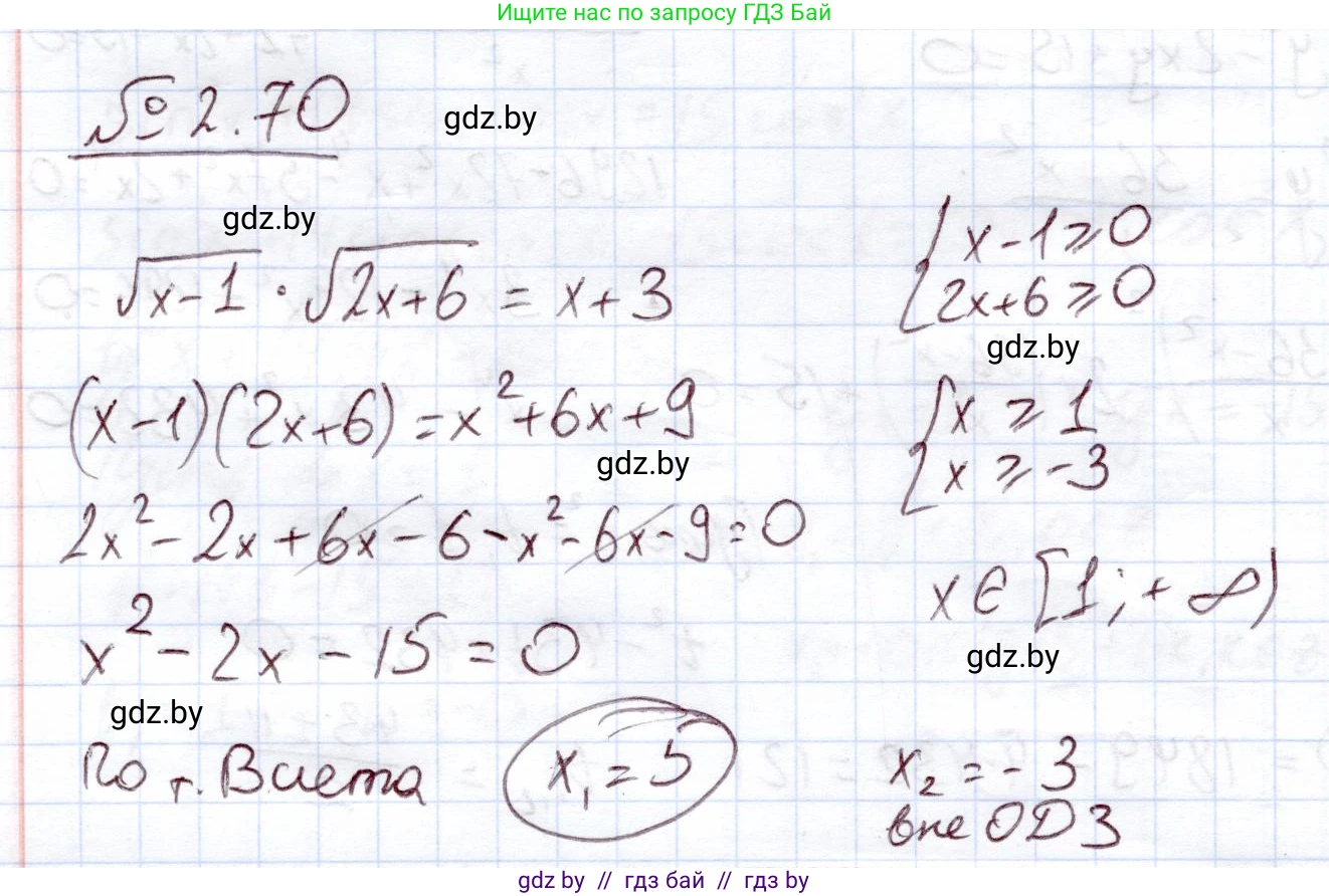 Алгебра, 11 класс Учебник, авторы: Арефьева Ирина Глебовна, Пирютко Ольга Николаевна, издательство Народная асвета, Минск, 2020, бирюзового цвета, страница 60, номер 2.70, Решение