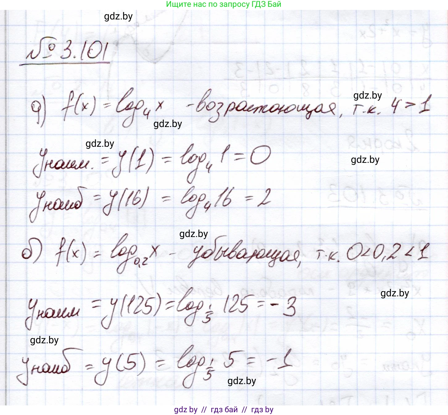 Алгебра, 11 класс Учебник, авторы: Арефьева Ирина Глебовна, Пирютко Ольга Николаевна, издательство Народная асвета, Минск, 2020, бирюзового цвета, страница 125, номер 3.101, Решение