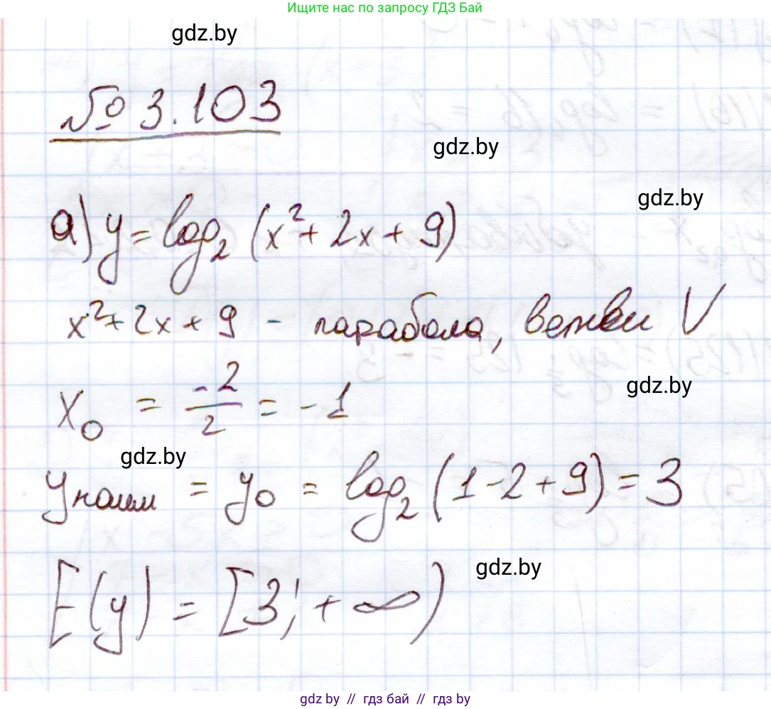 Алгебра, 11 класс Учебник, авторы: Арефьева Ирина Глебовна, Пирютко Ольга Николаевна, издательство Народная асвета, Минск, 2020, бирюзового цвета, страница 125, номер 3.103, Решение