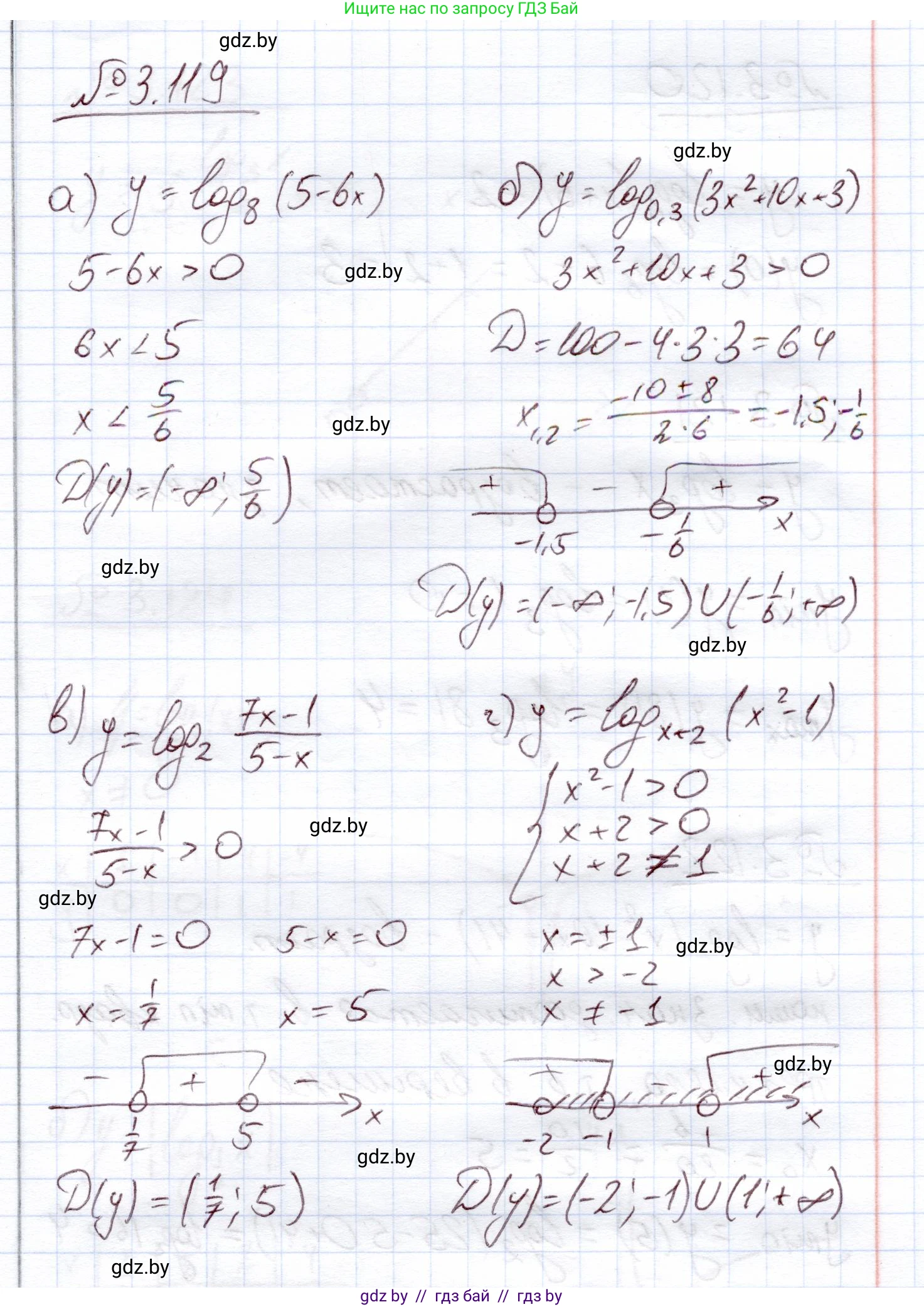 Алгебра, 11 класс Учебник, авторы: Арефьева Ирина Глебовна, Пирютко Ольга Николаевна, издательство Народная асвета, Минск, 2020, бирюзового цвета, страница 127, номер 3.119, Решение