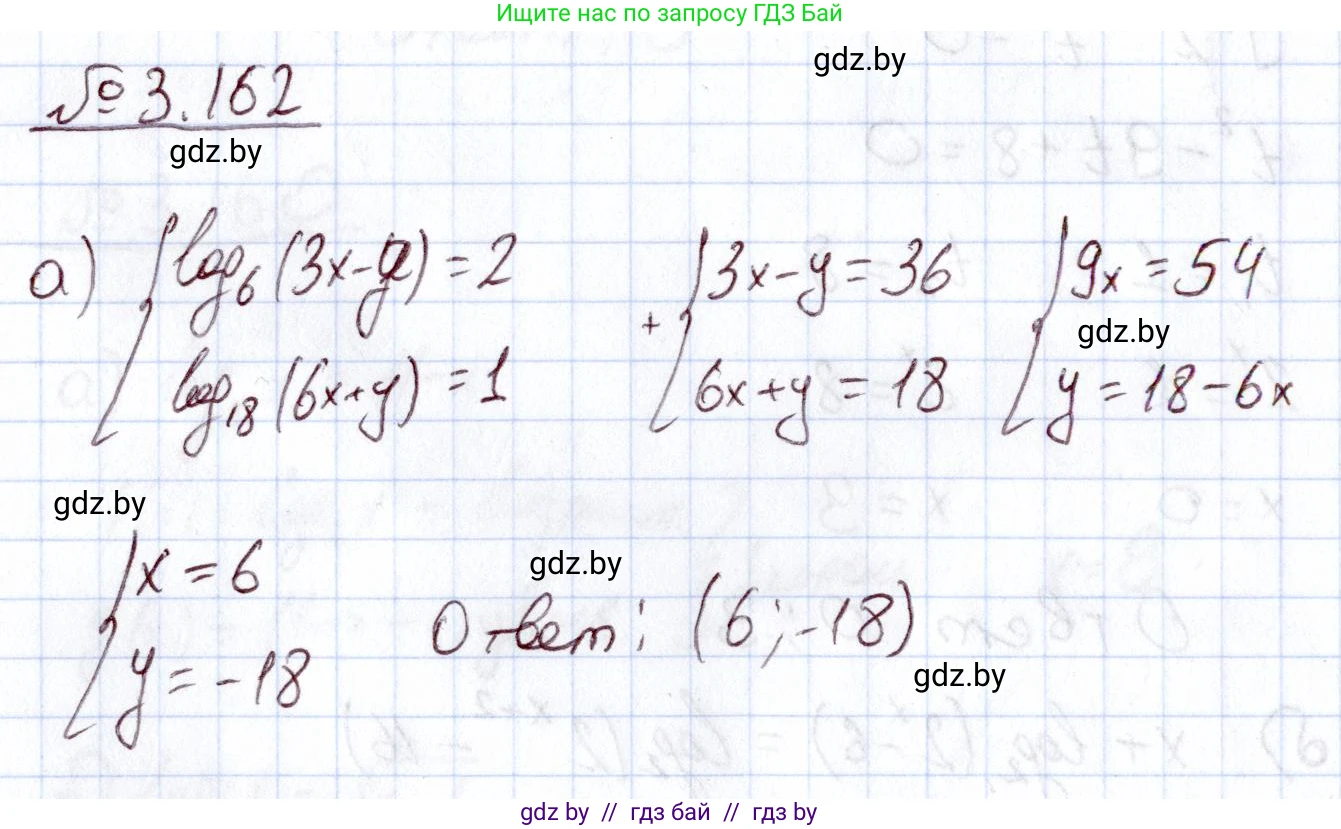 Алгебра, 11 класс Учебник, авторы: Арефьева Ирина Глебовна, Пирютко Ольга Николаевна, издательство Народная асвета, Минск, 2020, бирюзового цвета, страница 141, номер 3.162, Решение