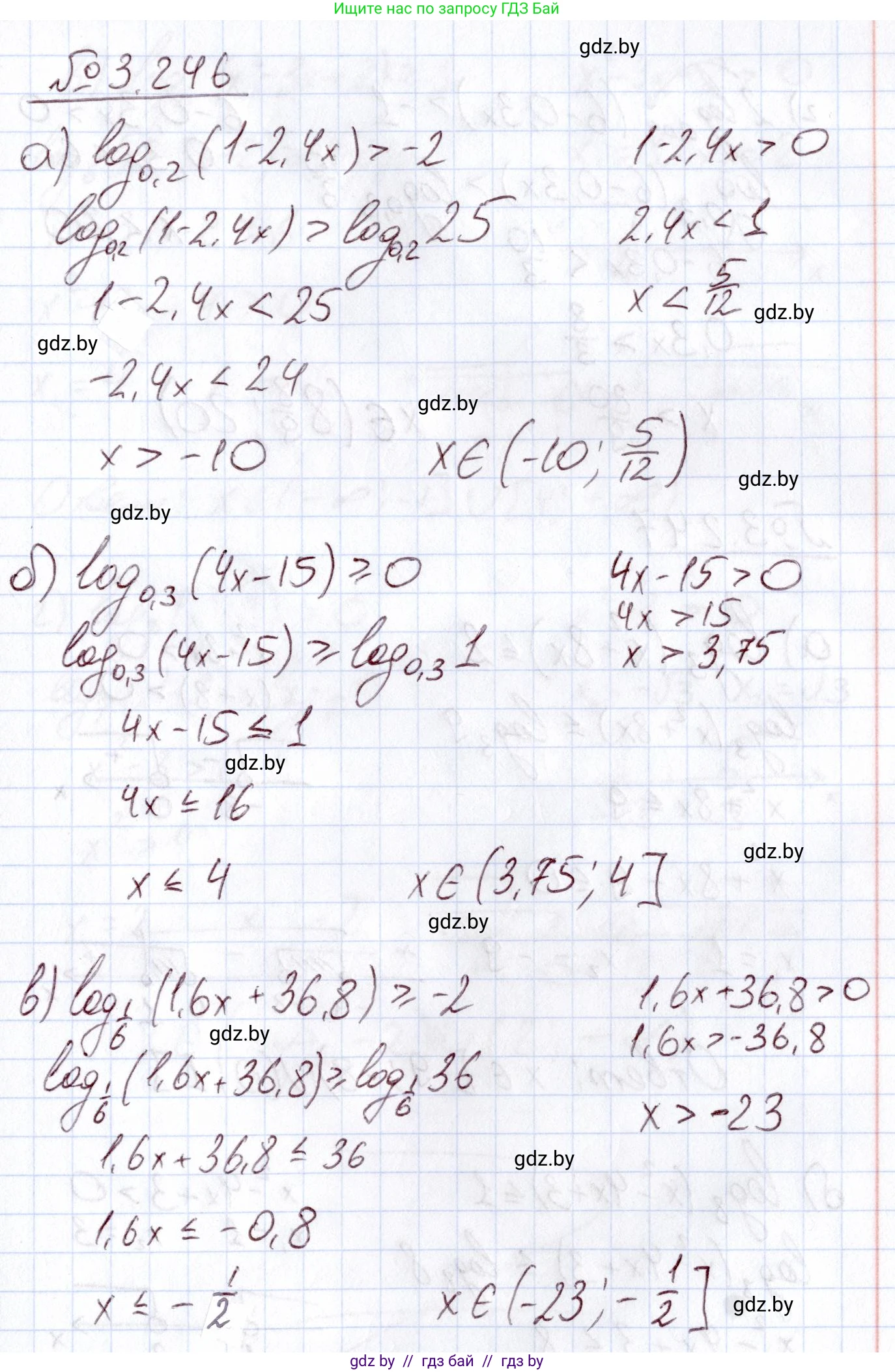 Алгебра, 11 класс Учебник, авторы: Арефьева Ирина Глебовна, Пирютко Ольга Николаевна, издательство Народная асвета, Минск, 2020, бирюзового цвета, страница 158, номер 3.246, Решение