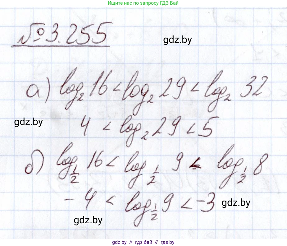 Алгебра, 11 класс Учебник, авторы: Арефьева Ирина Глебовна, Пирютко Ольга Николаевна, издательство Народная асвета, Минск, 2020, бирюзового цвета, страница 160, номер 3.255, Решение