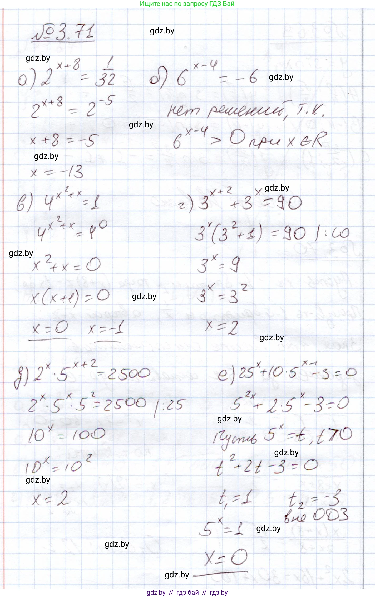 Алгебра, 11 класс Учебник, авторы: Арефьева Ирина Глебовна, Пирютко Ольга Николаевна, издательство Народная асвета, Минск, 2020, бирюзового цвета, страница 114, номер 3.71, Решение