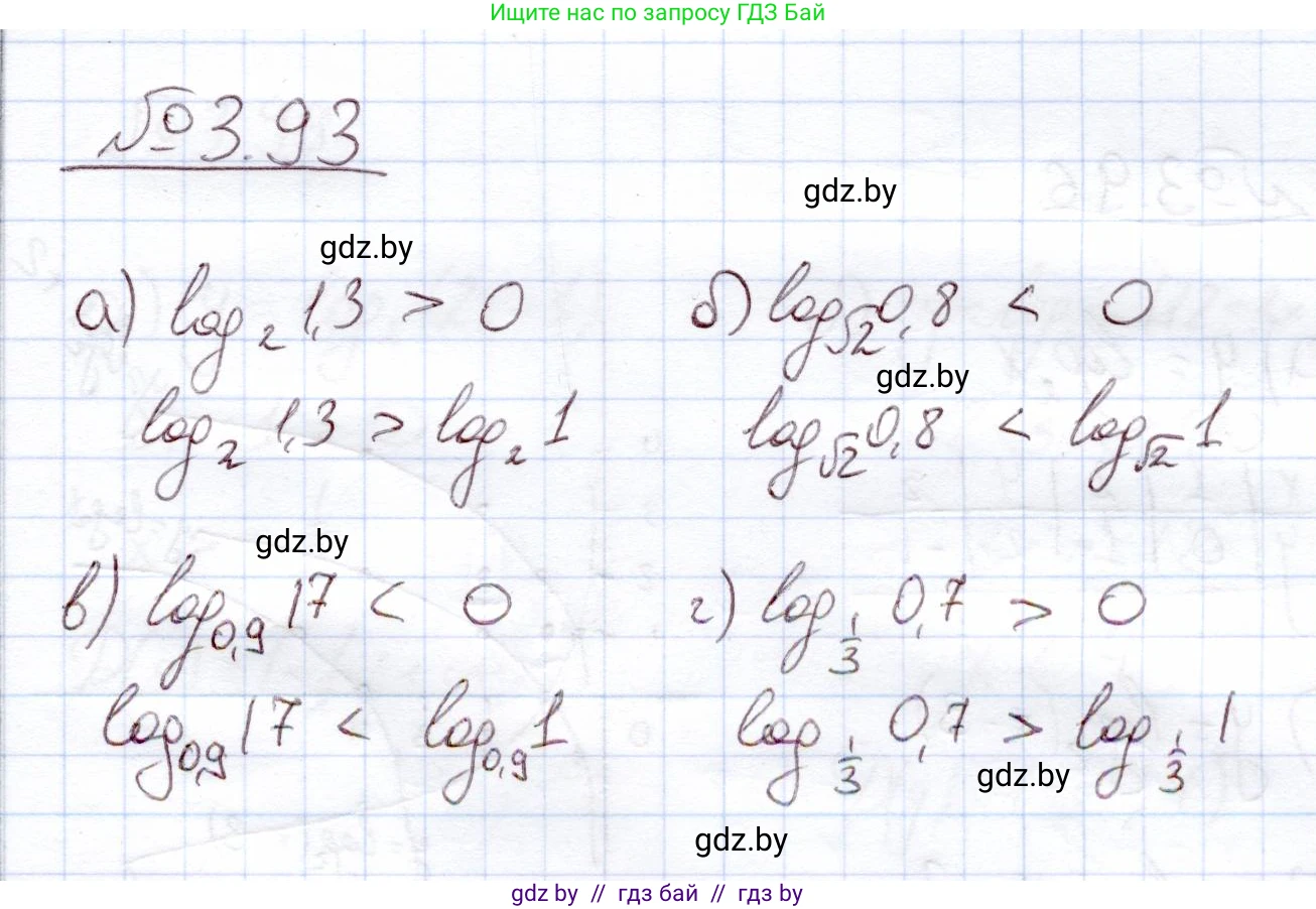 Алгебра, 11 класс Учебник, авторы: Арефьева Ирина Глебовна, Пирютко Ольга Николаевна, издательство Народная асвета, Минск, 2020, бирюзового цвета, страница 124, номер 3.93, Решение