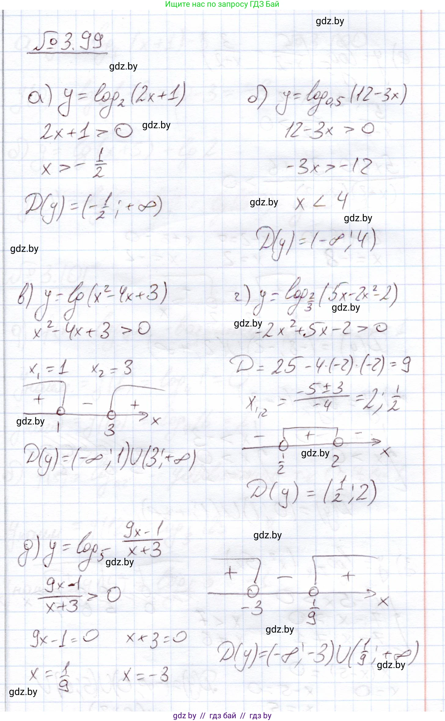 Алгебра, 11 класс Учебник, авторы: Арефьева Ирина Глебовна, Пирютко Ольга Николаевна, издательство Народная асвета, Минск, 2020, бирюзового цвета, страница 125, номер 3.99, Решение