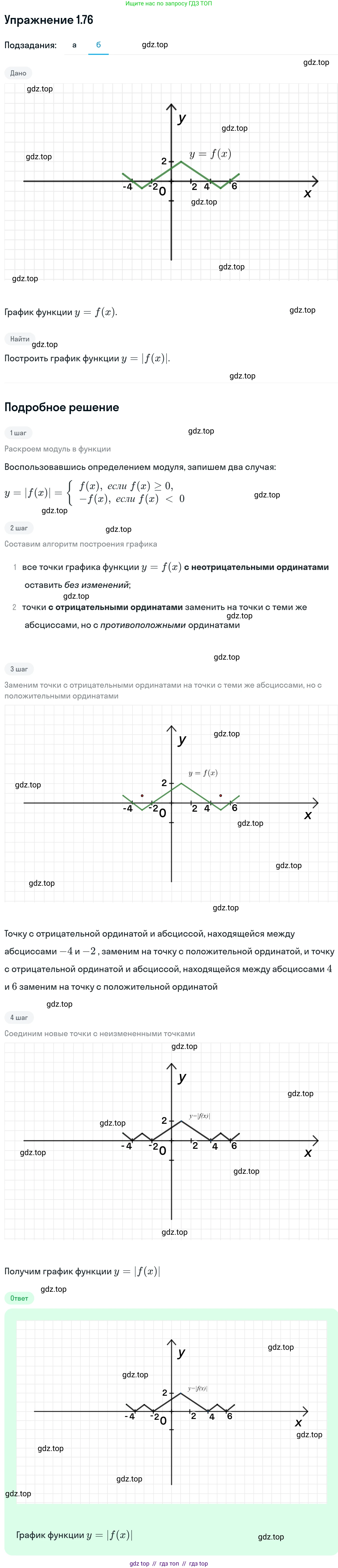 Алгебра, 11 класс Учебник, авторы: Никольский Сергей Михайлович, Потапов Михаил Константинович, Решетников Николай Николаевич, Шевкин Александр Владимирович, издательство Просвещение, Москва, 2014, голубого цвета, страница 38, номер 1.76, Решение 1 (продолжение 2)