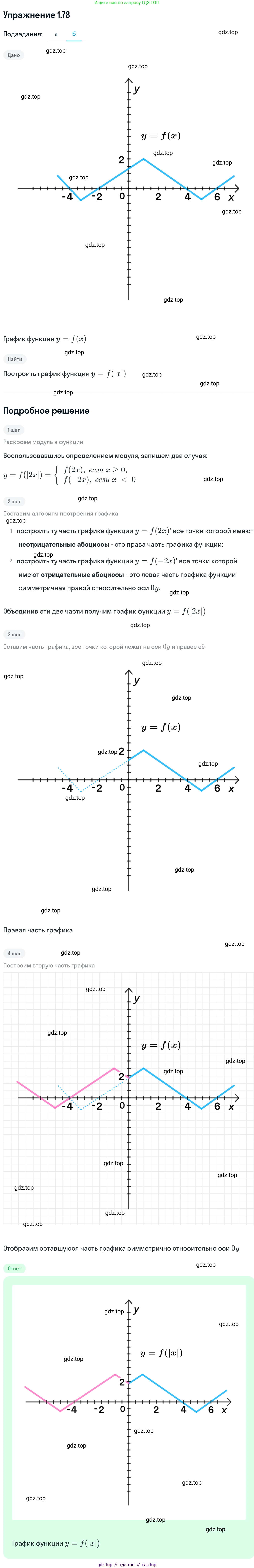 Алгебра, 11 класс Учебник, авторы: Никольский Сергей Михайлович, Потапов Михаил Константинович, Решетников Николай Николаевич, Шевкин Александр Владимирович, издательство Просвещение, Москва, 2014, голубого цвета, страница 38, номер 1.78, Решение 1 (продолжение 2)