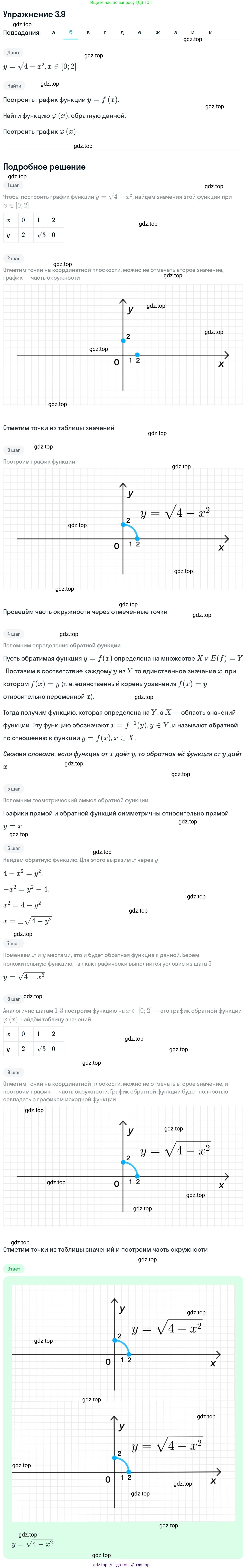 Алгебра, 11 класс Учебник, авторы: Никольский Сергей Михайлович, Потапов Михаил Константинович, Решетников Николай Николаевич, Шевкин Александр Владимирович, издательство Просвещение, Москва, 2014, голубого цвета, страница 78, номер 3.9, Решение 1 (продолжение 2)