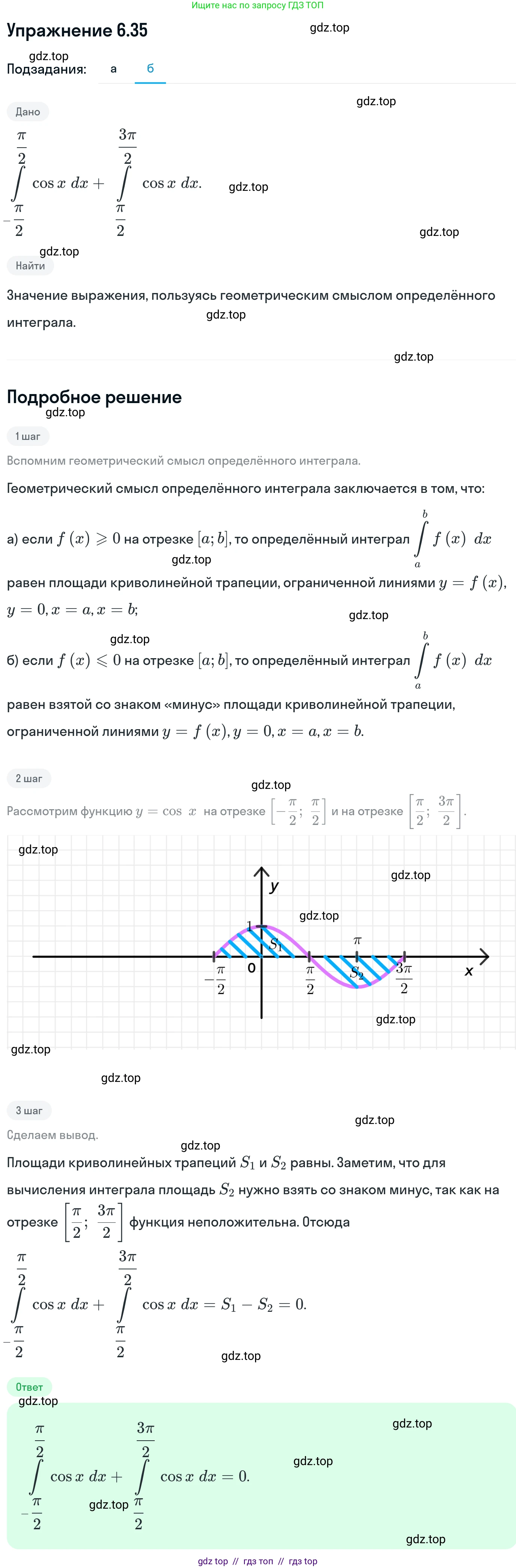 Алгебра, 11 класс Учебник, авторы: Никольский Сергей Михайлович, Потапов Михаил Константинович, Решетников Николай Николаевич, Шевкин Александр Владимирович, издательство Просвещение, Москва, 2014, голубого цвета, страница 181, номер 6.35, Решение 1 (продолжение 2)