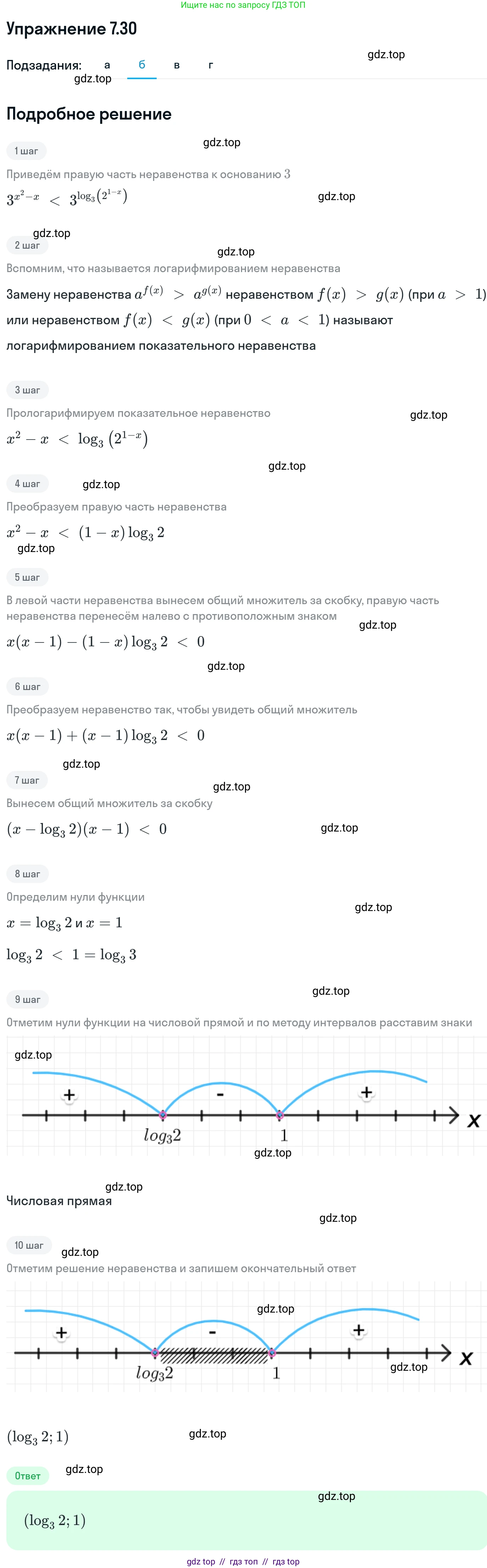 Алгебра, 11 класс Учебник, авторы: Никольский Сергей Михайлович, Потапов Михаил Константинович, Решетников Николай Николаевич, Шевкин Александр Владимирович, издательство Просвещение, Москва, 2014, голубого цвета, страница 225, номер 7.30, Решение 1 (продолжение 2)