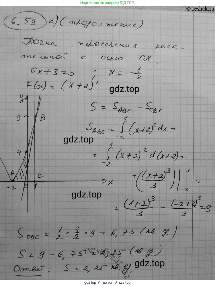 Алгебра, 11 класс Учебник, авторы: Никольский Сергей Михайлович, Потапов Михаил Константинович, Решетников Николай Николаевич, Шевкин Александр Владимирович, издательство Просвещение, Москва, 2014, голубого цвета, страница 190, номер 6.59, Решение 2 (продолжение 2)