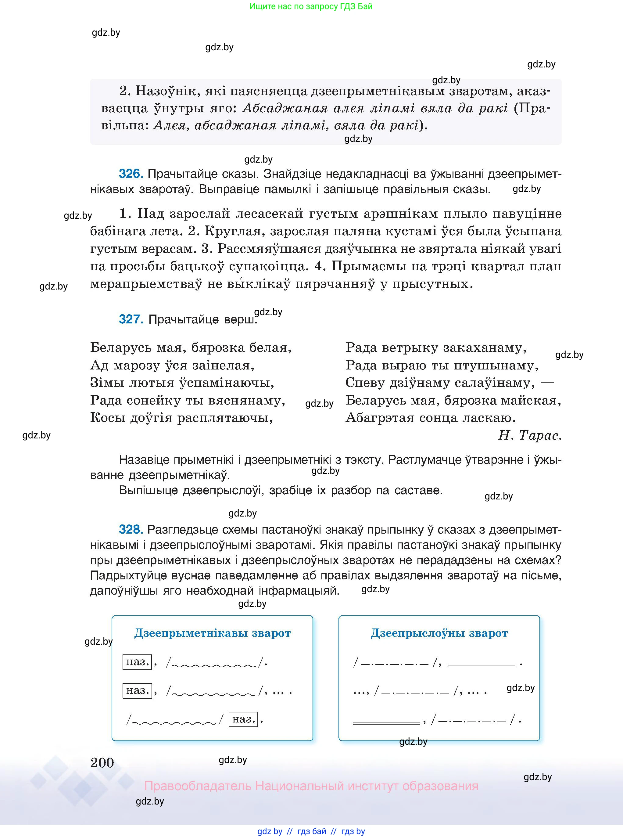 Белорусский язык (Беларуская мова), 10 класс Учебник, авторы: Валочка Ганна Міхайлаўна, Васюковіч Людміла Сяргееўна, Зелянко Вольга Уладзіміраўна, Міхнёнак С С, Якуба Святлана Міхайлаўна, издательство Нацыянальны інстытут адукацыі, Минск, 2020, страница 200