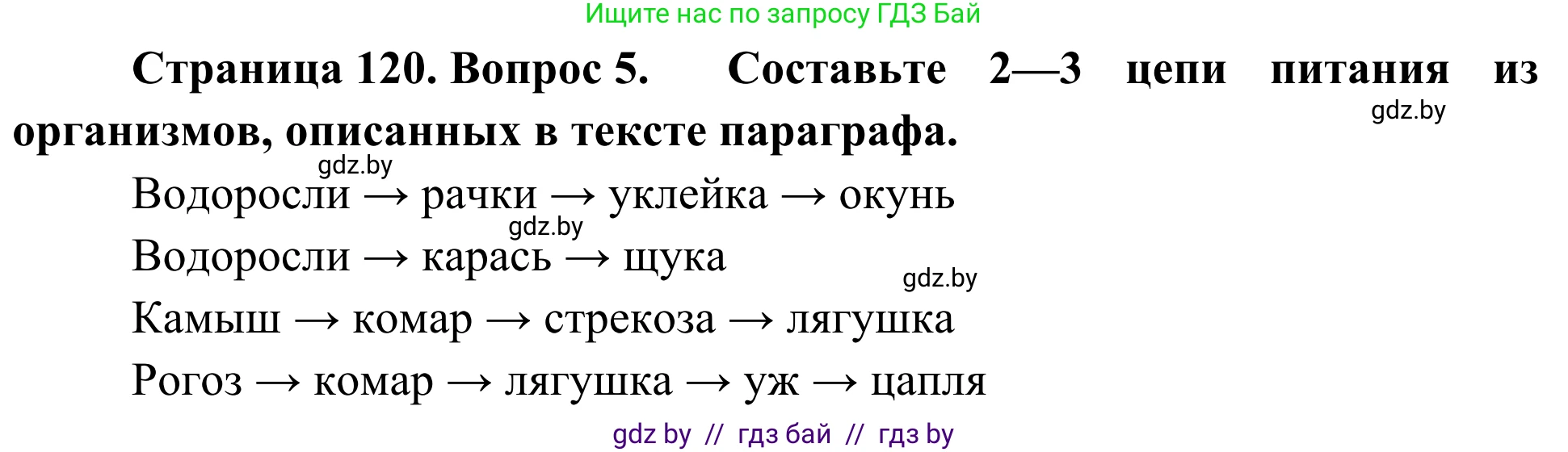 Биология, 6 класс Учебник, автор: Лисов Николай Дмитриевич, издательство Народная асвета, Минск, 2021, зелёного цвета, страница 120, номер 5, Решение