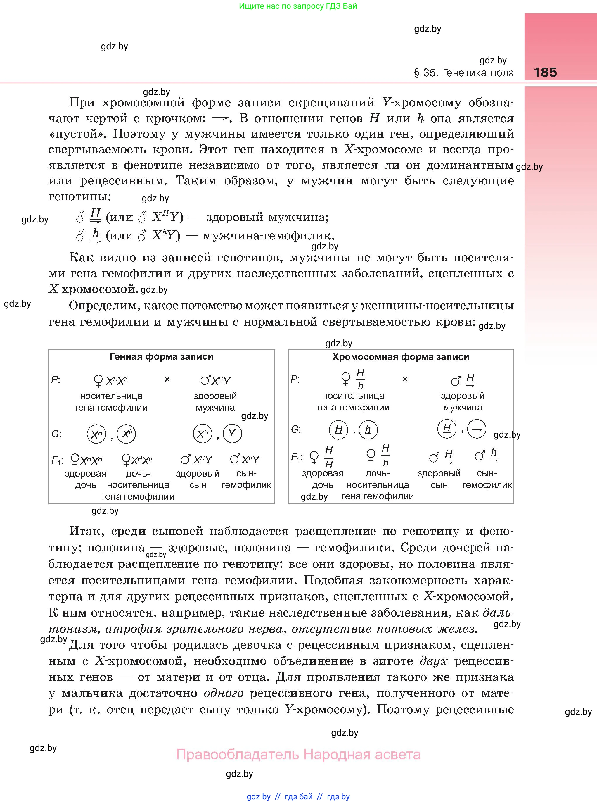 Биология, 11 класс Учебник, авторы: Дашков Максим Леонидович, Песнякевич Александр Георгиевич, Головач Алексей Михайлович, издательство Народная асвета, Минск, 2021, голубого цвета, страница 185