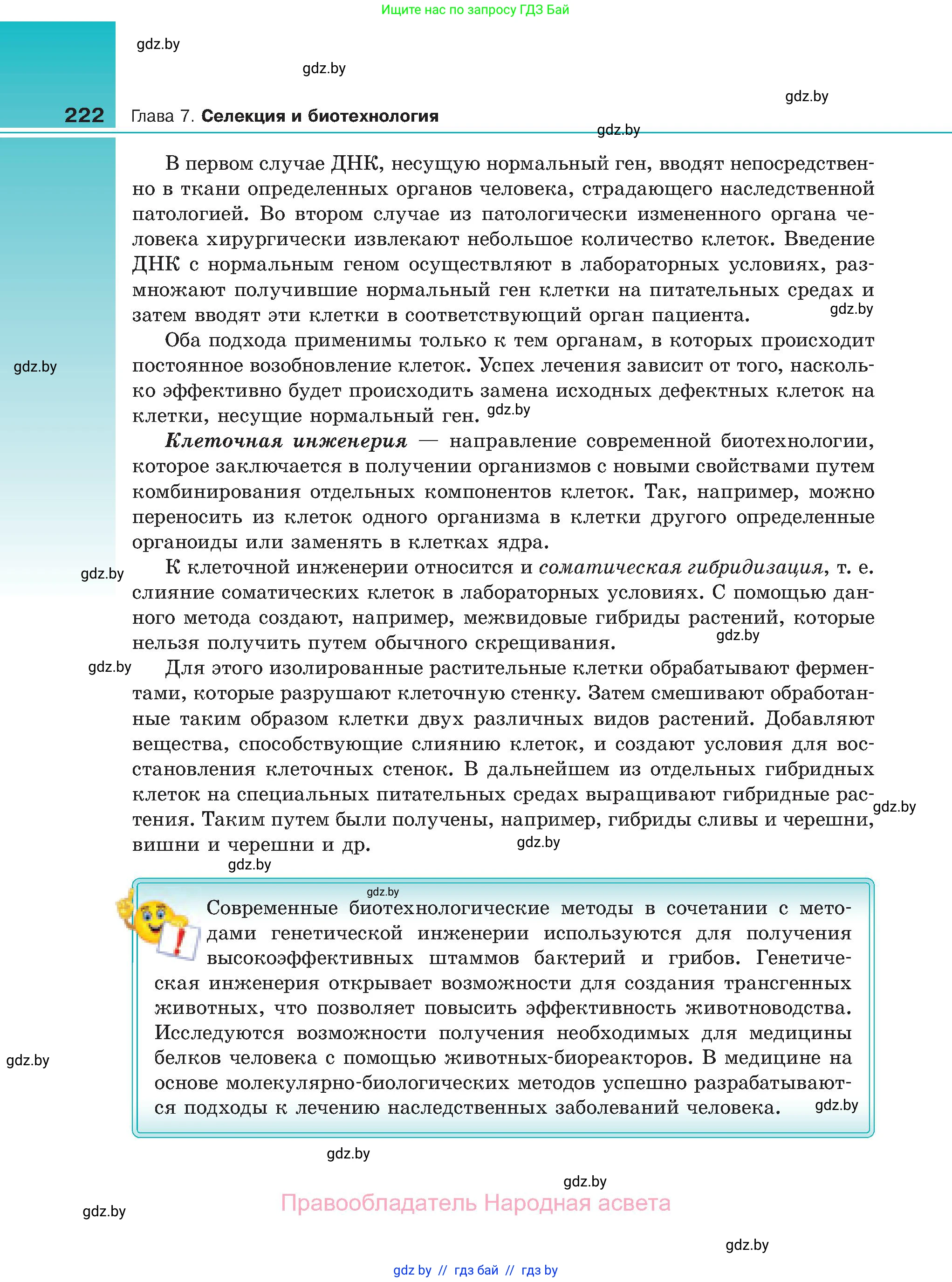 Биология, 11 класс Учебник, авторы: Дашков Максим Леонидович, Песнякевич Александр Георгиевич, Головач Алексей Михайлович, издательство Народная асвета, Минск, 2021, голубого цвета, страница 222