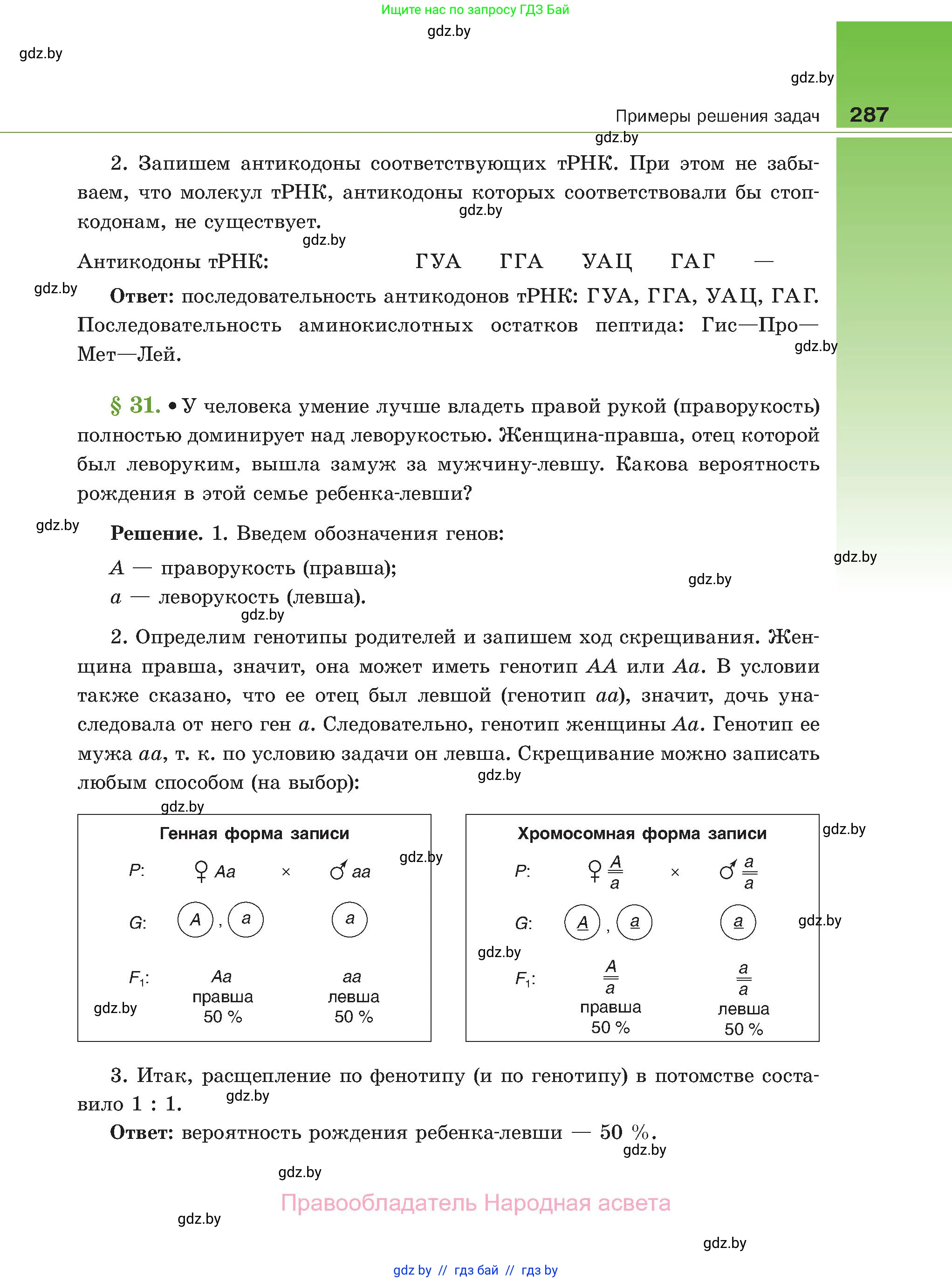 Биология, 11 класс Учебник, авторы: Дашков Максим Леонидович, Песнякевич Александр Георгиевич, Головач Алексей Михайлович, издательство Народная асвета, Минск, 2021, голубого цвета, страница 287