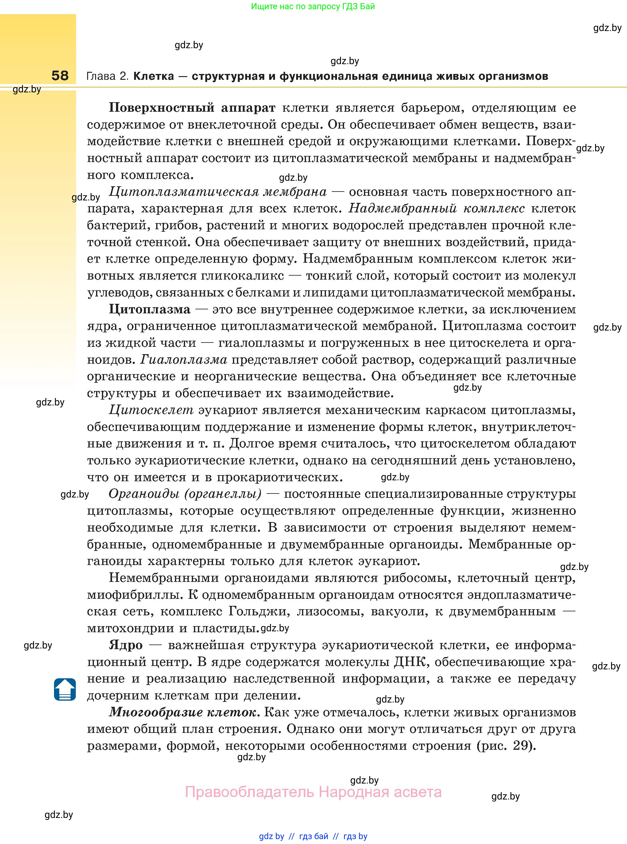 Биология, 11 класс Учебник, авторы: Дашков Максим Леонидович, Песнякевич Александр Георгиевич, Головач Алексей Михайлович, издательство Народная асвета, Минск, 2021, голубого цвета, страница 58