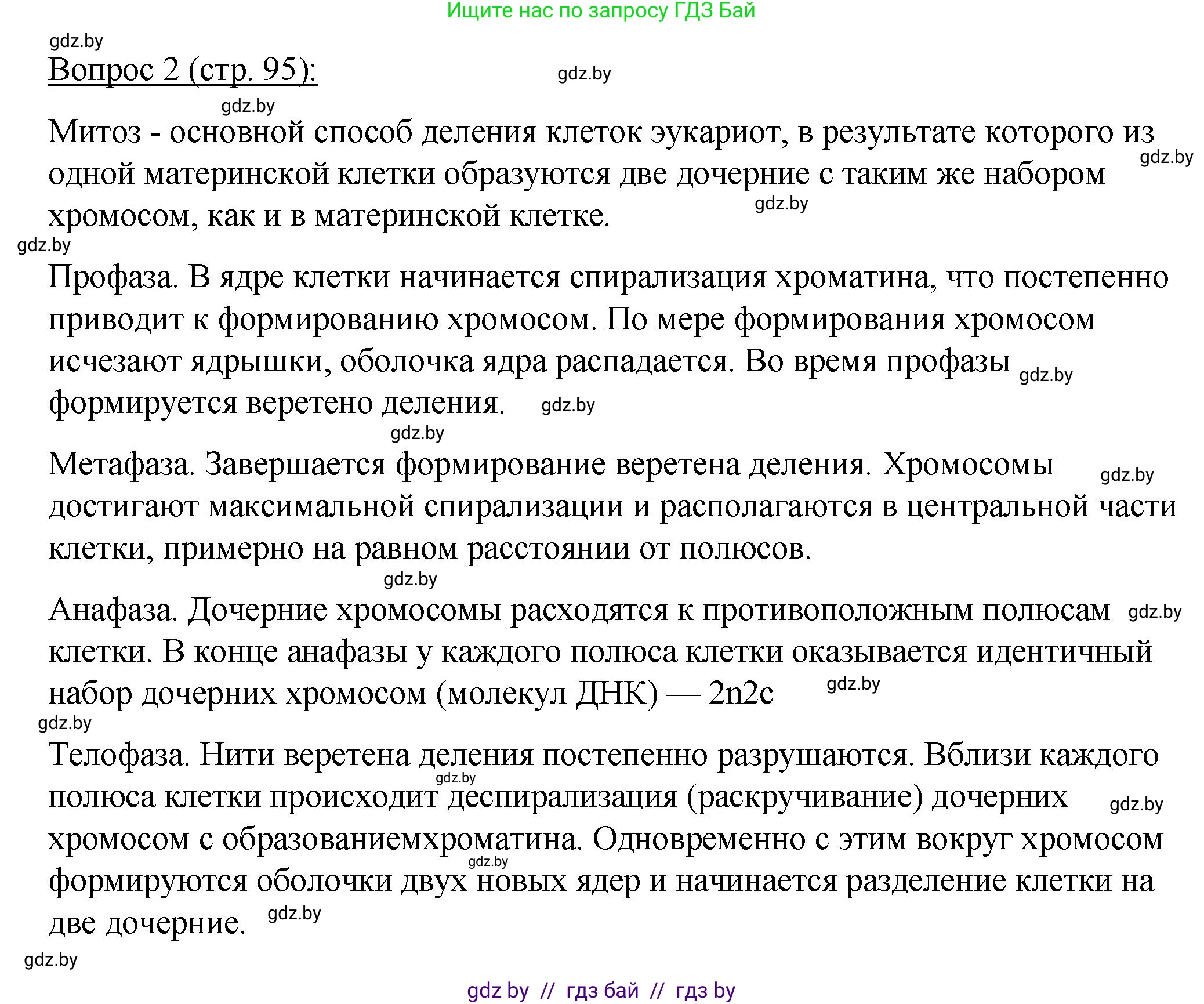 Биология, 11 класс Учебник, авторы: Дашков Максим Леонидович, Песнякевич Александр Георгиевич, Головач Алексей Михайлович, издательство Народная асвета, Минск, 2021, голубого цвета, страница 95, номер 2, Решение