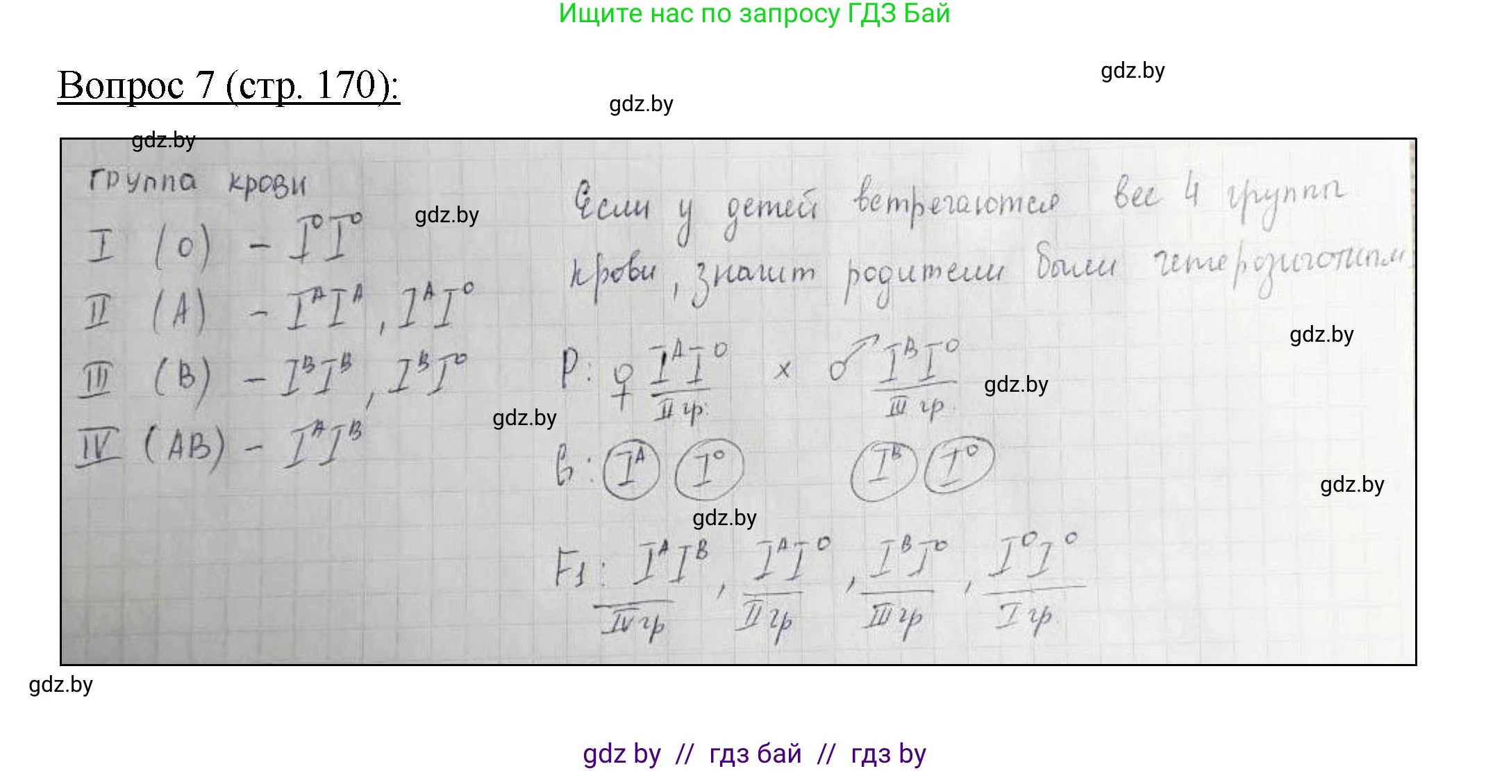 Биология, 11 класс Учебник, авторы: Дашков Максим Леонидович, Песнякевич Александр Георгиевич, Головач Алексей Михайлович, издательство Народная асвета, Минск, 2021, голубого цвета, страница 170, номер 7, Решение