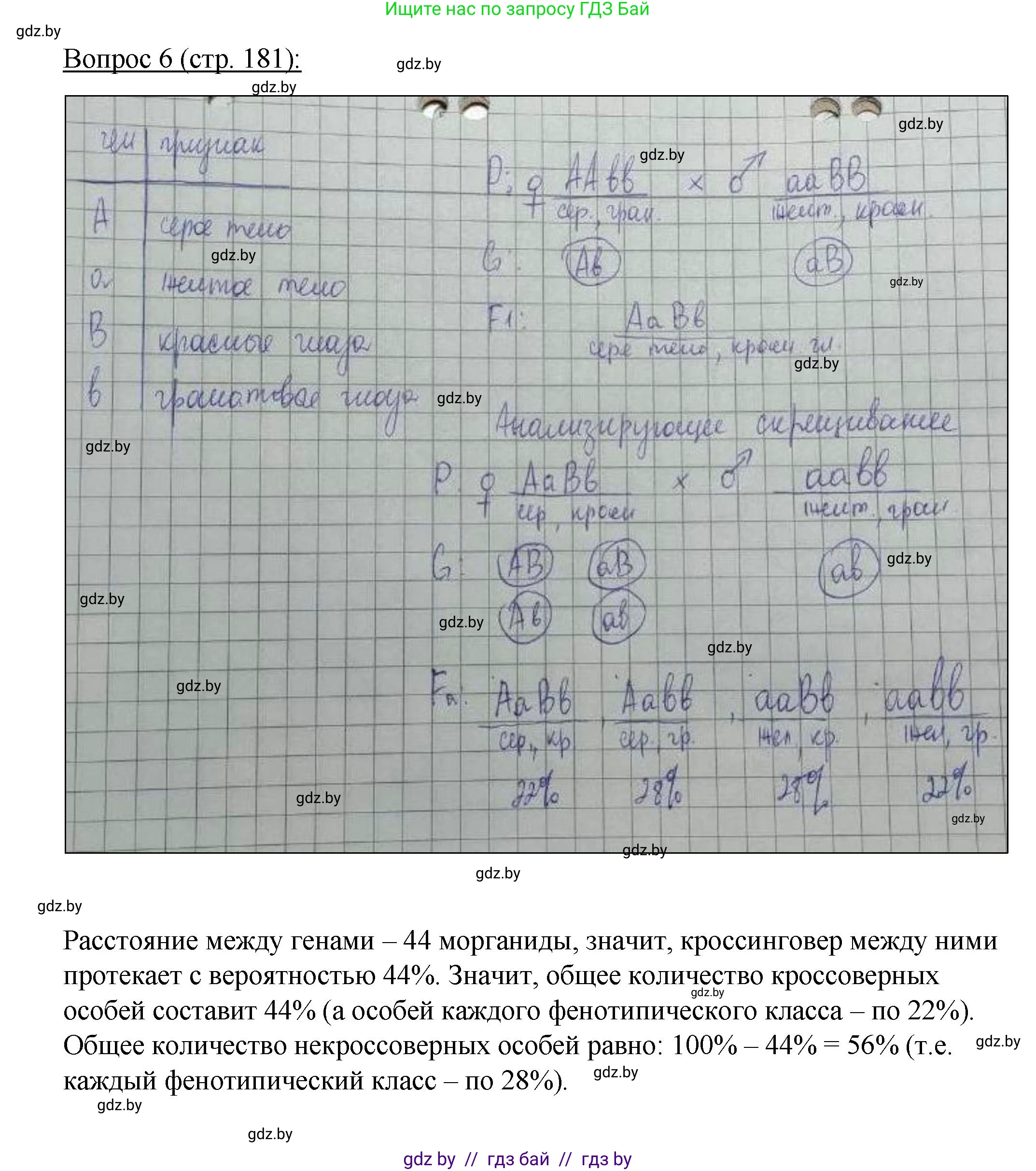 Биология, 11 класс Учебник, авторы: Дашков Максим Леонидович, Песнякевич Александр Георгиевич, Головач Алексей Михайлович, издательство Народная асвета, Минск, 2021, голубого цвета, страница 181, номер 6, Решение