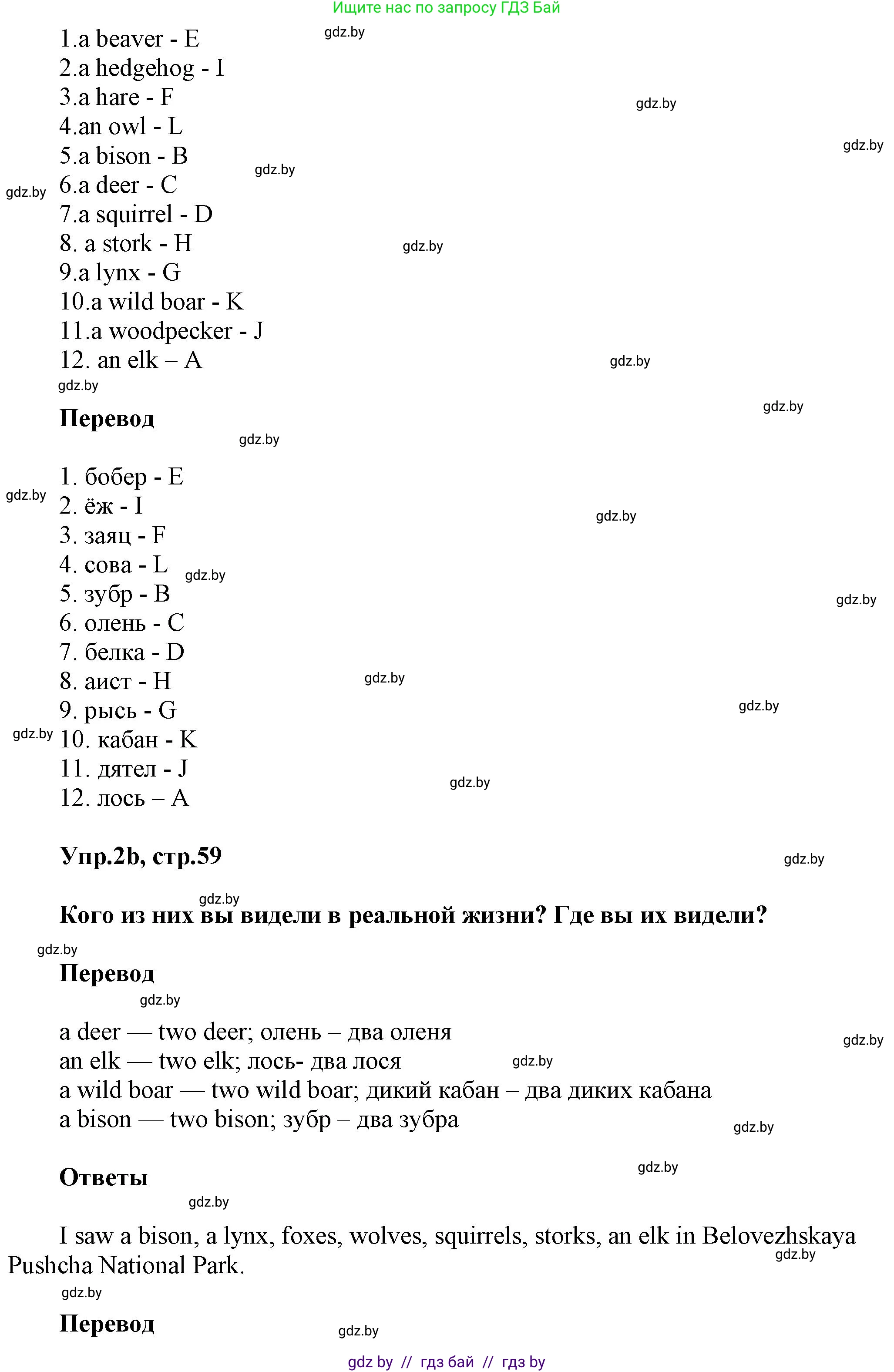 Английский язык (english), 5 класс Учебник, авторы: Демченко Наталья Валентиновна, Севрюкова Татьяна Юрьевна, Наумова Елена Георгиевна, Юхнель Наталья Валентиновна, Лапицкая Людмила Михайловна (Lapitskaya Ludmila), издательство Адукацыя i выхаванне, Минск, 2017, Часть ( Part) 2, страница 58, номер 2, Решение 1 (продолжение 2)