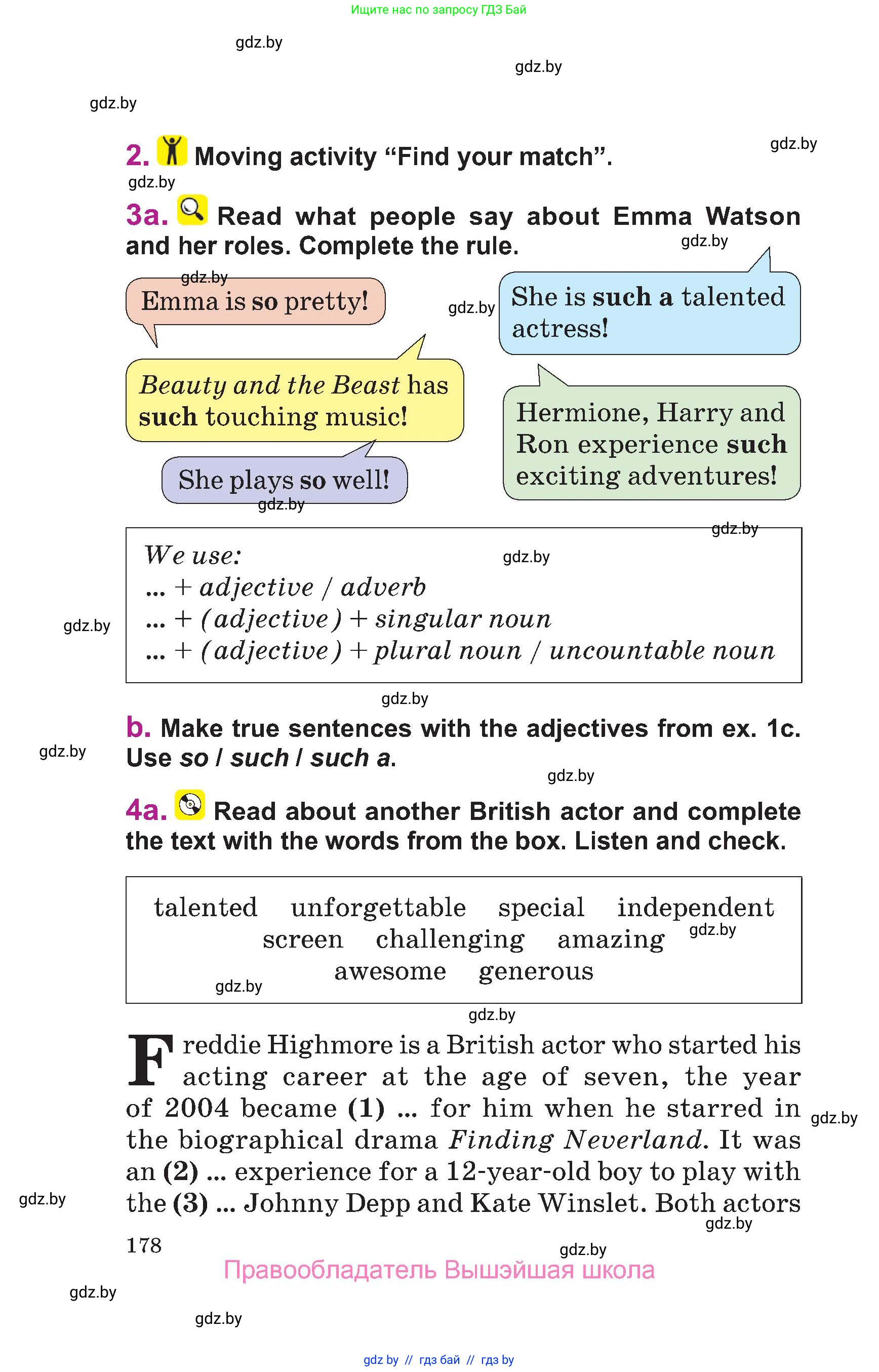 Английский язык (english), 6 класс Учебник, авторы: Демченко Наталья Валентиновна, Севрюкова Татьяна Юрьевна, Юхнель Наталья Валентиновна, Наумова Елена Георгиевна, Рыбалко О Н, Манешина А В, Маслёнченко Н А, издательство Вышэйшая школа, Минск, 2018, красного цвета, Часть 2, страница 178