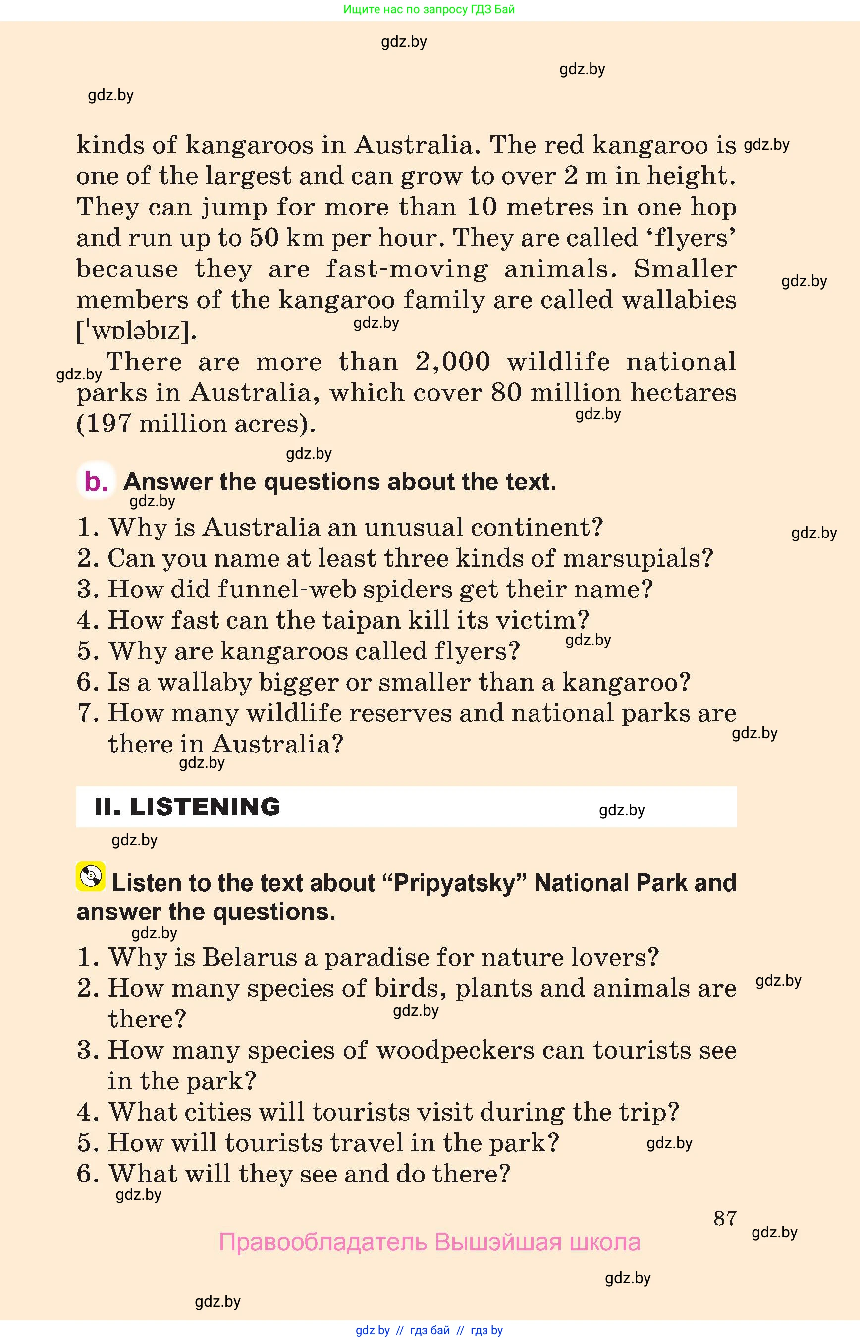 Английский язык (english), 6 класс Учебник, авторы: Демченко Наталья Валентиновна, Севрюкова Татьяна Юрьевна, Юхнель Наталья Валентиновна, Наумова Елена Георгиевна, Рыбалко О Н, Манешина А В, Маслёнченко Н А, издательство Вышэйшая школа, Минск, 2018, красного цвета, Часть 2, страница 87