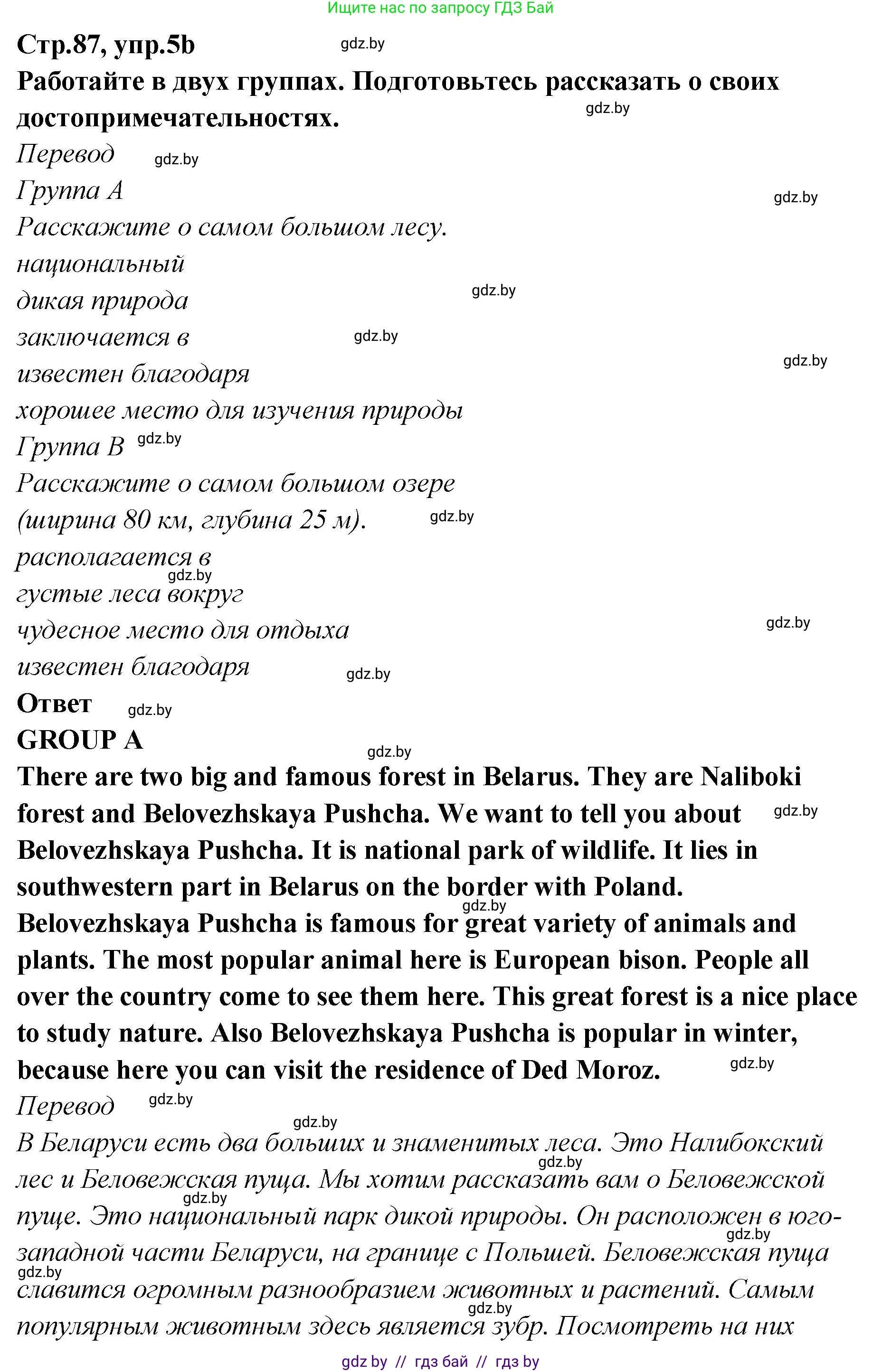 Английский язык (english), 6 класс Учебник, авторы: Юхнель Наталья Валентиновна, Наумова Елена Георгиевна, Малиновская Елена Александровна, издательство Адукацыя i выхаванне, Минск, 2021, страница 87, номер 5, Решение (продолжение 2)