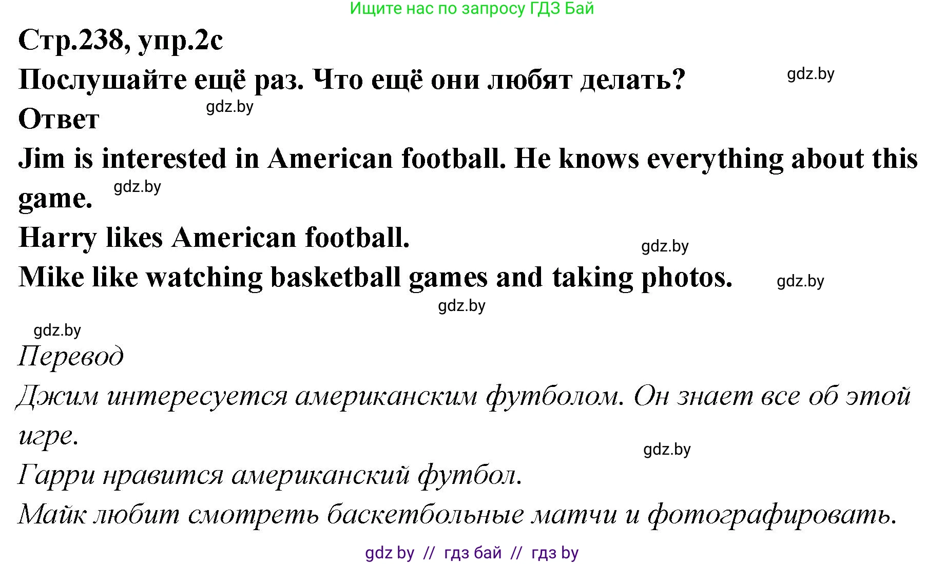 Английский язык (english), 6 класс Учебник, авторы: Юхнель Наталья Валентиновна, Наумова Елена Георгиевна, Малиновская Елена Александровна, издательство Адукацыя i выхаванне, Минск, 2021, страница 238, номер 2, Решение (продолжение 4)