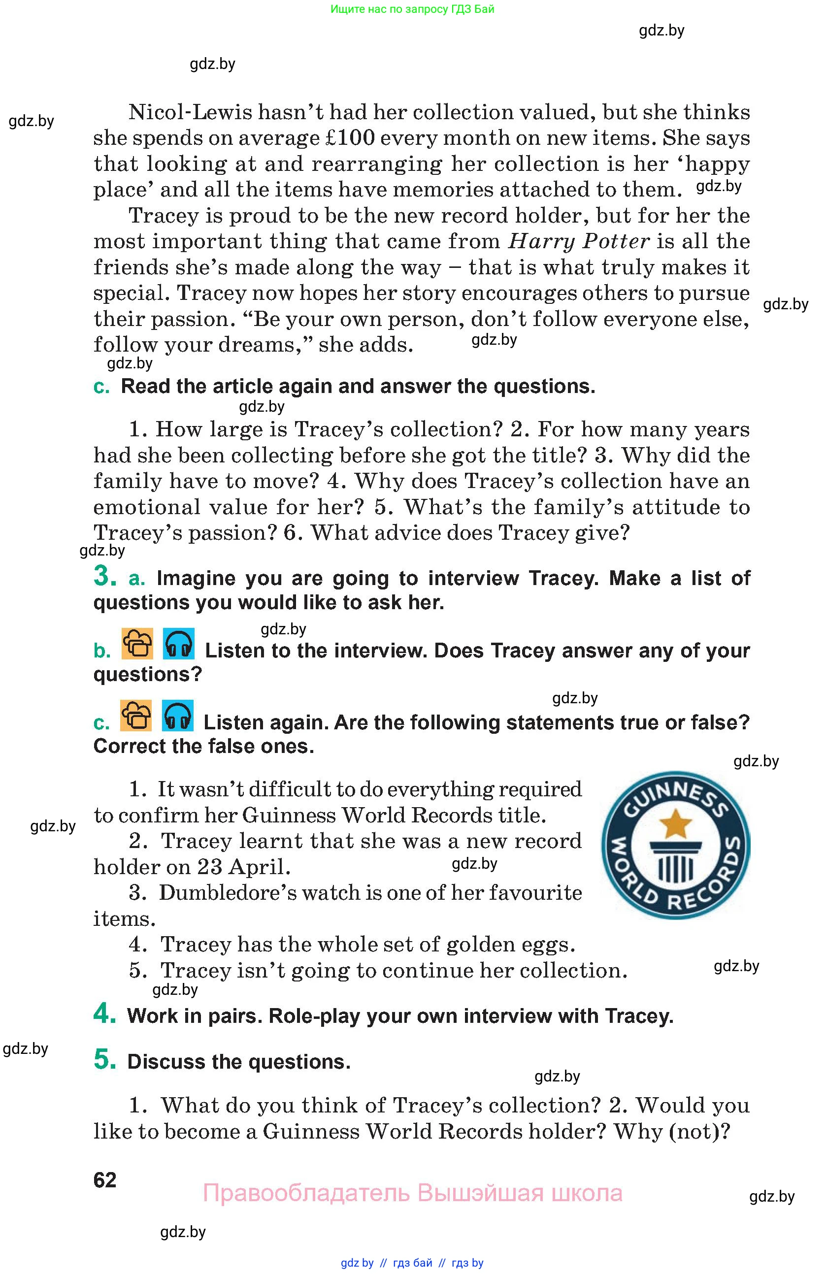 Английский язык (english), 9 класс Учебник (Student's book), авторы: Демченко Наталья Валентиновна, Юхнель Наталья Валентиновна, Романчук Вероника Романовна, Малиновская Елена Александровна, Севрюкова Татьяна Юрьевна, издательство Вышэйшая школа, Минск, 2022, белого цвета, Часть ( Part) 1, страница 62