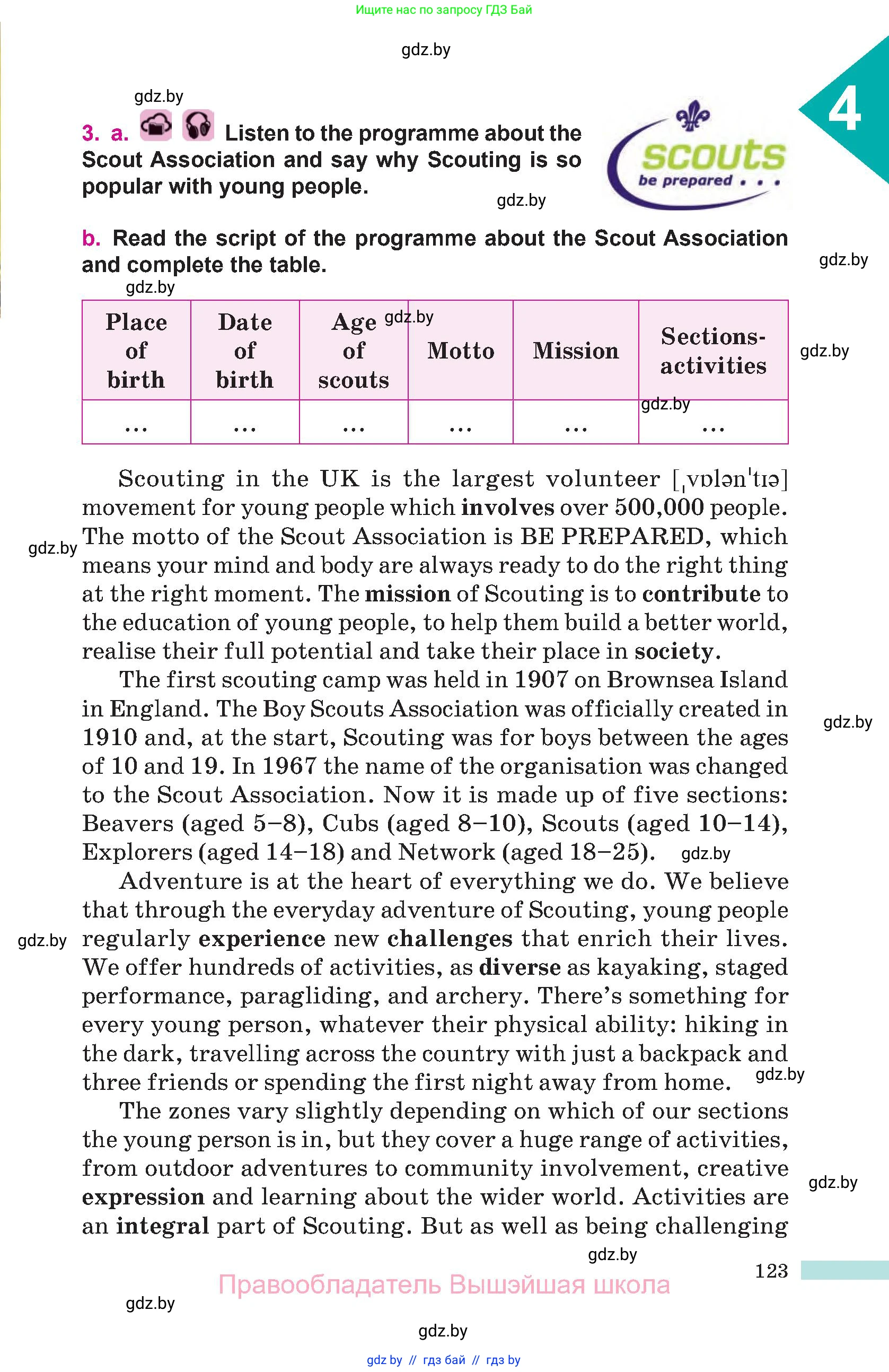 Английский язык (english), 10 класс Учебник (Student's book), авторы: Демченко Наталья Валентиновна, Юхнель Наталья Валентиновна, Севрюкова Татьяна Юрьевна, Бушуева Эдите Владиславовна, Лапицкая Людмила Михайловна (Lapitskaya Ludmila), издательство Вышэйшая школа, Минск, 2021, голубого цвета, Часть ( Part) 1, страница 123