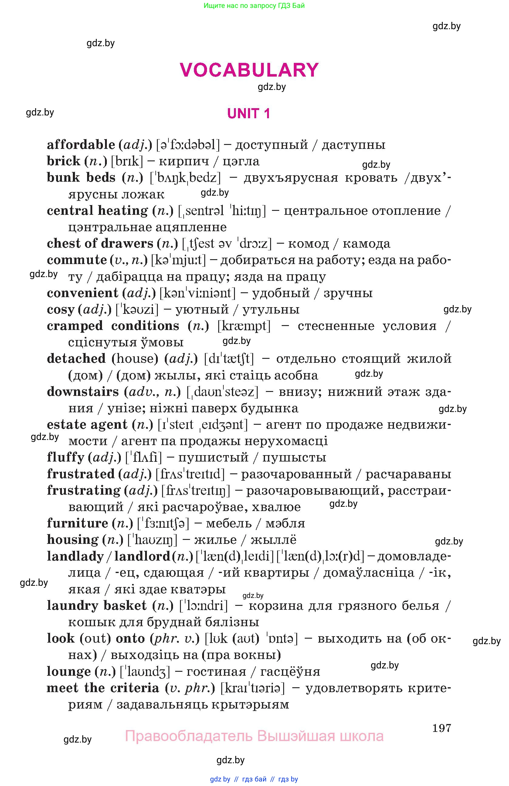 Английский язык (english), 10 класс Учебник (Student's book), авторы: Демченко Наталья Валентиновна, Юхнель Наталья Валентиновна, Севрюкова Татьяна Юрьевна, Бушуева Эдите Владиславовна, Лапицкая Людмила Михайловна (Lapitskaya Ludmila), издательство Вышэйшая школа, Минск, 2021, голубого цвета, страница 197