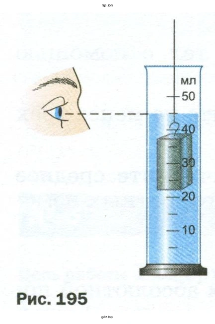 Измерить суммарный объём воды и бруска