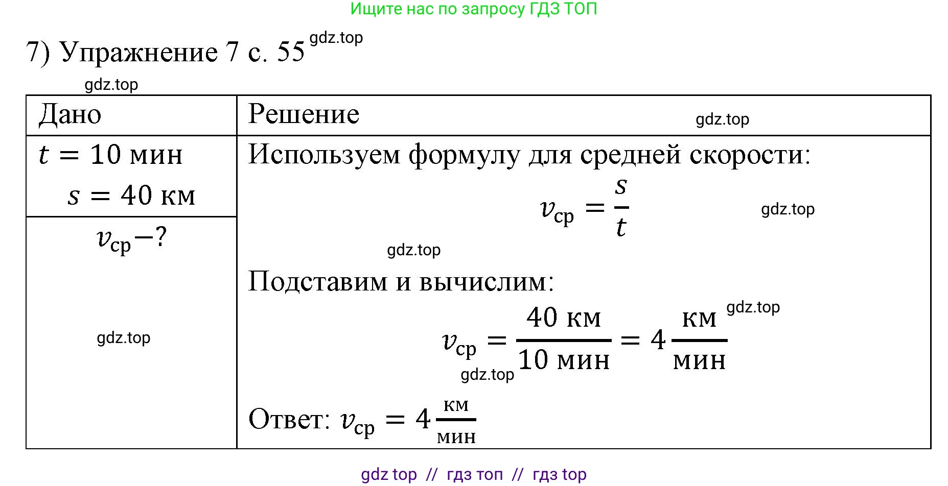 Физика, 7 класс Учебник, авторы: Пёрышкин И М, Иванов Александр Иванович, издательство Просвещение, Москва, 2023, белого цвета, страница 55, номер 7, Решение