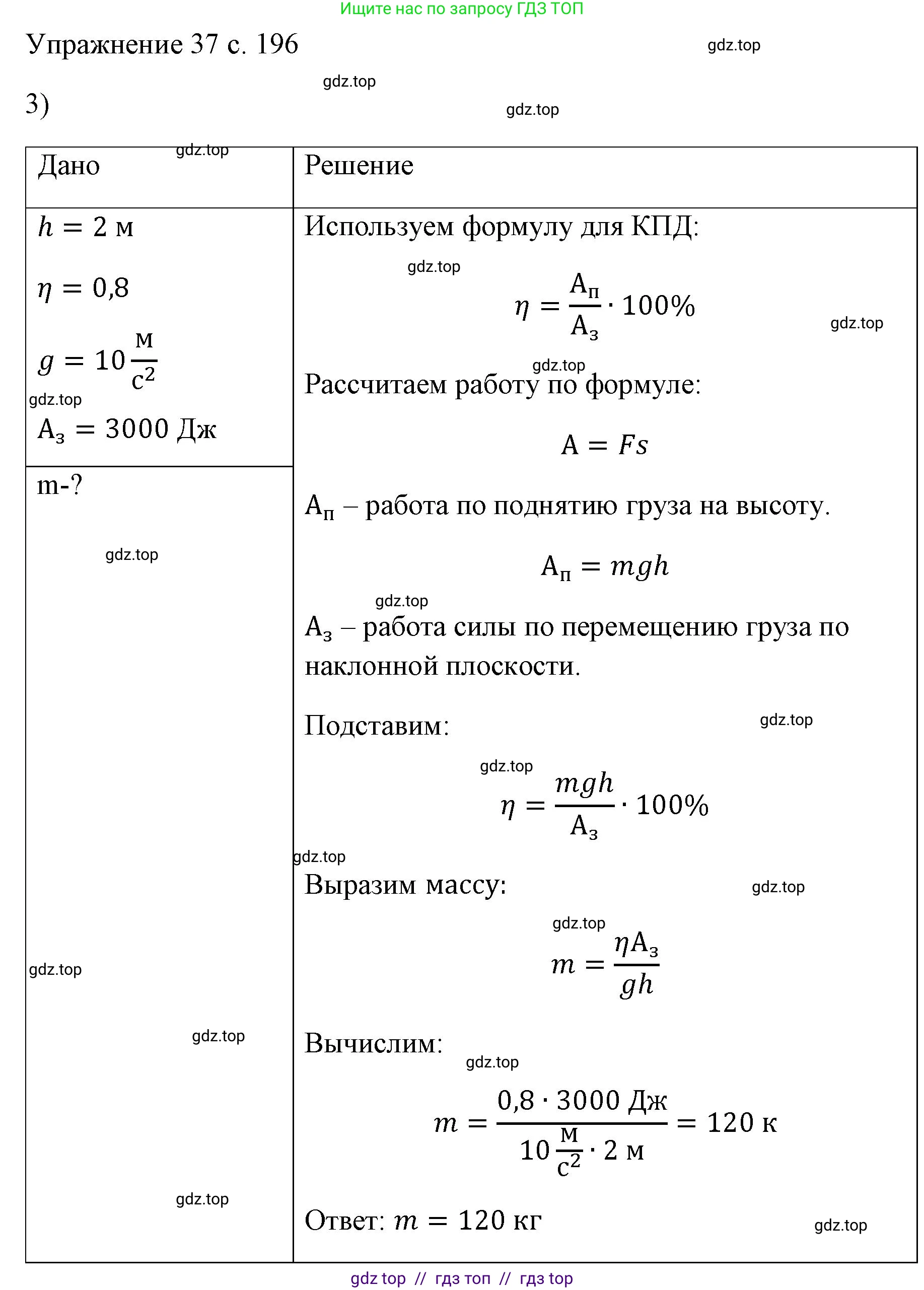 Физика, 7 класс Учебник, авторы: Пёрышкин И М, Иванов Александр Иванович, издательство Просвещение, Москва, 2023, белого цвета, страница 196, номер 3, Решение