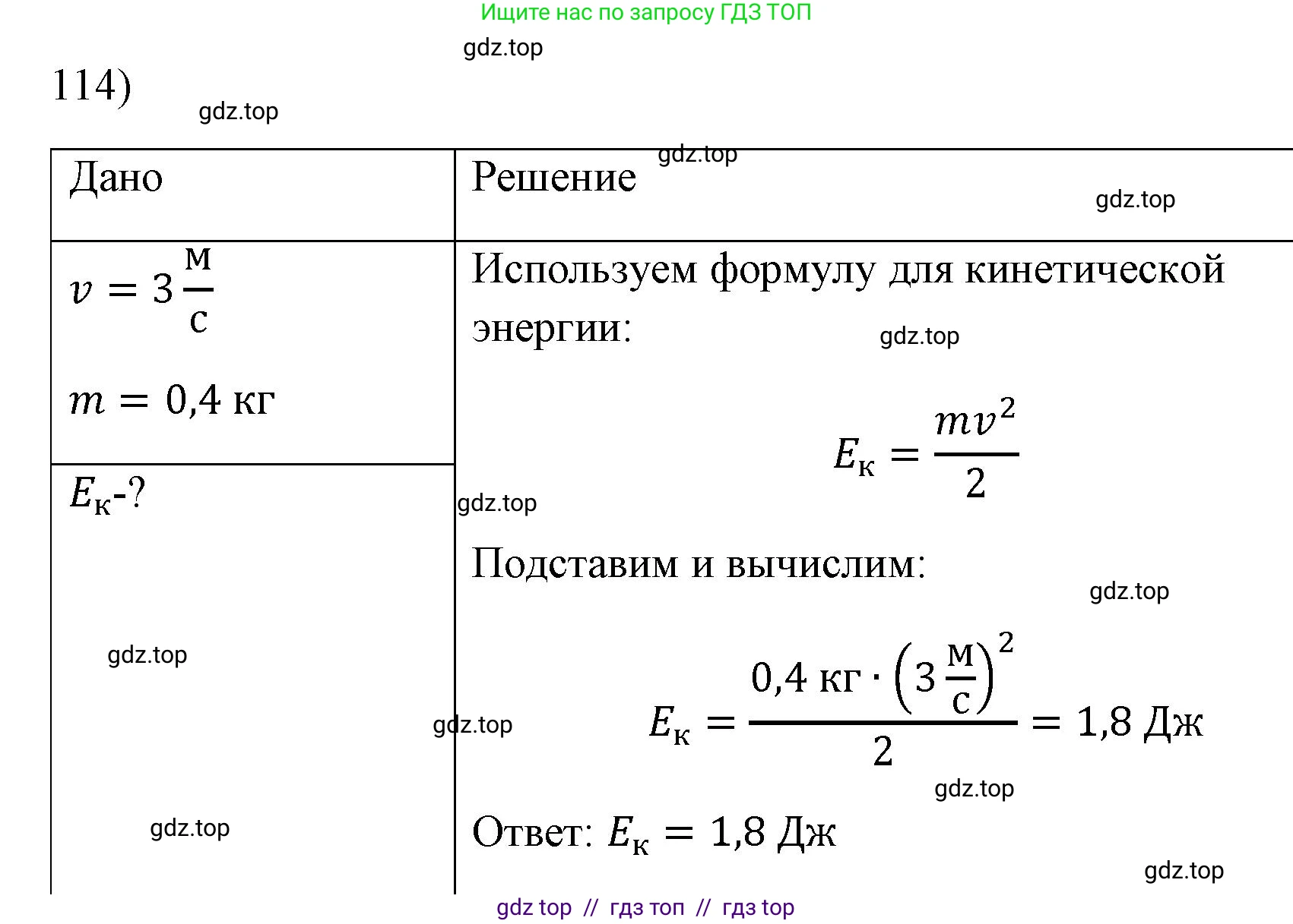 Физика, 7 класс Учебник, авторы: Пёрышкин И М, Иванов Александр Иванович, издательство Просвещение, Москва, 2023, белого цвета, страница 232, номер 114, Решение